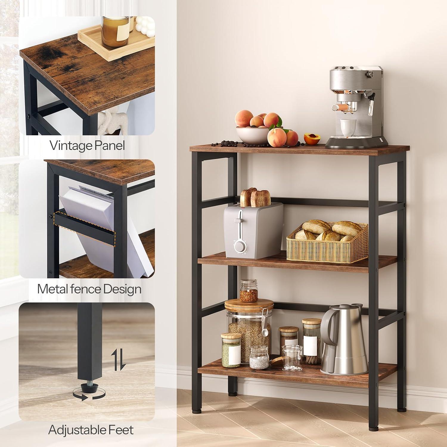 Rustic Brown and Black 3-Tier Adjustable Ladder Bookshelf