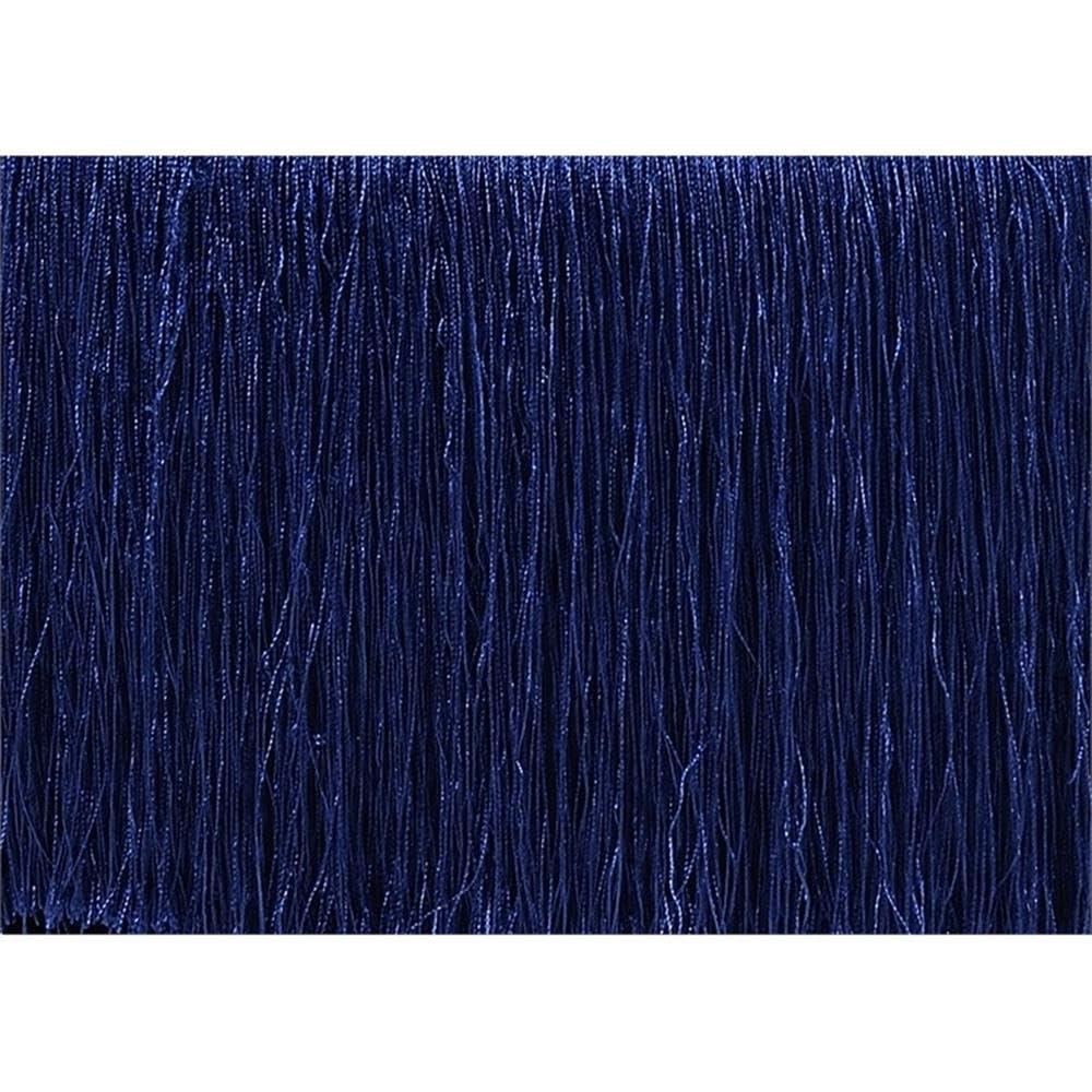 17" Clivia Velvet Ottoman Midnight Blue - Acme Furniture: Cylindrical, Fringe Base, No Assembly