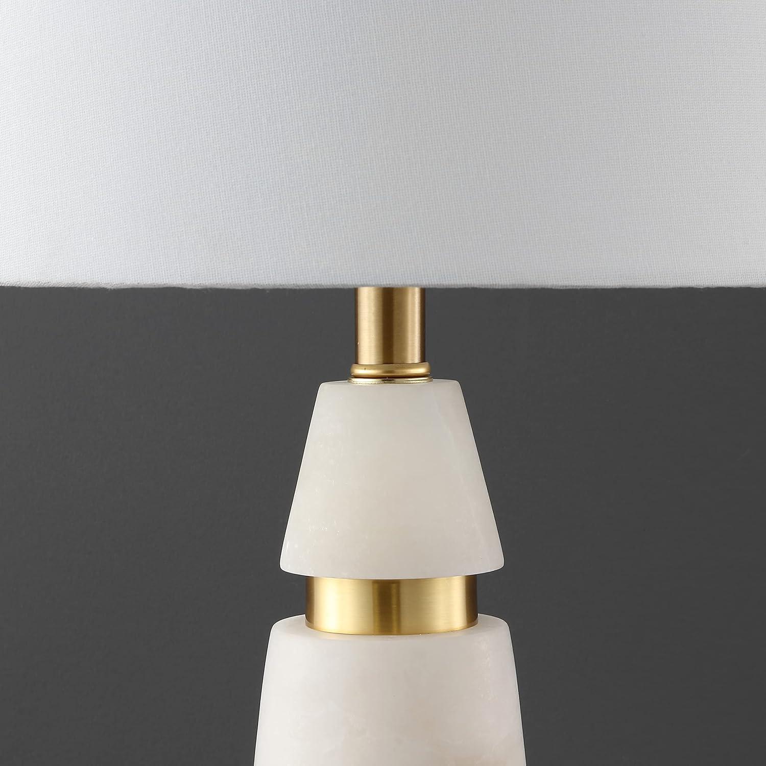 White and Gold Alabaster 25-inch Table Lamp