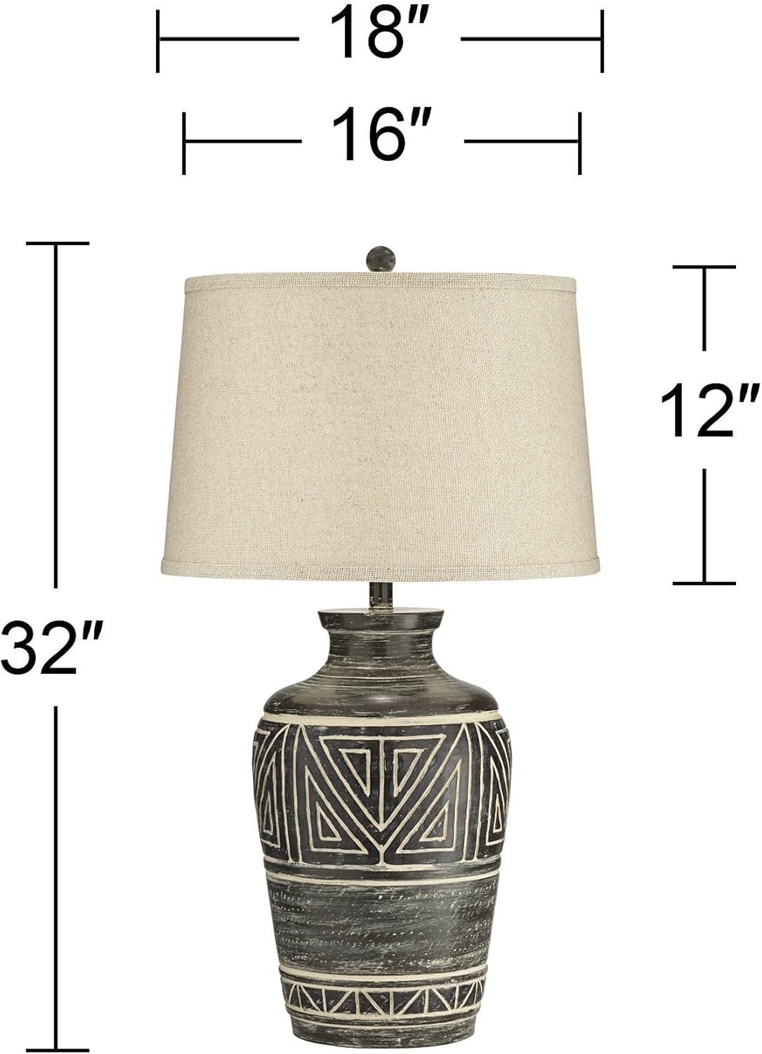 John Timberland Miguel Rustic Table Lamp Southwest 32" Tall Earth Tone Linen Drum Shade for Bedroom Living Room Bedside Nightstand Office Kids House