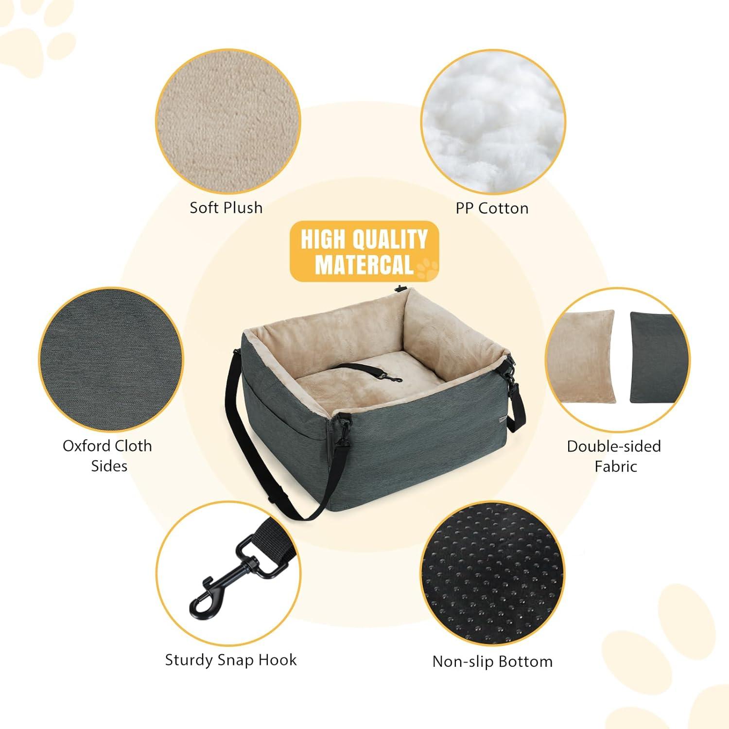 Detachable Washable and Waterproof Puppy Booster Car seat Soft Portable Dog Bed