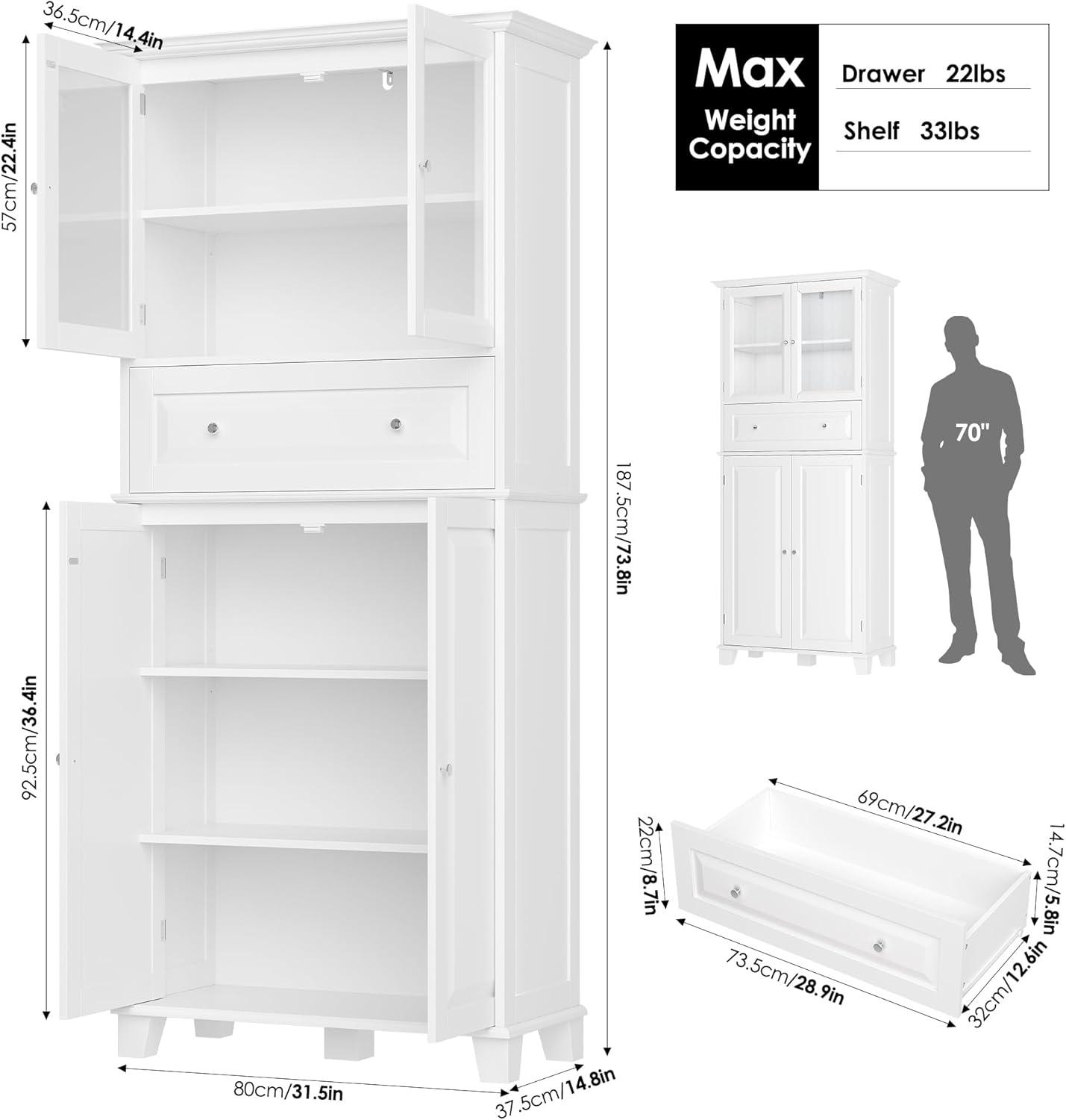 76'' Kitchen Pantry Storage Cabinet