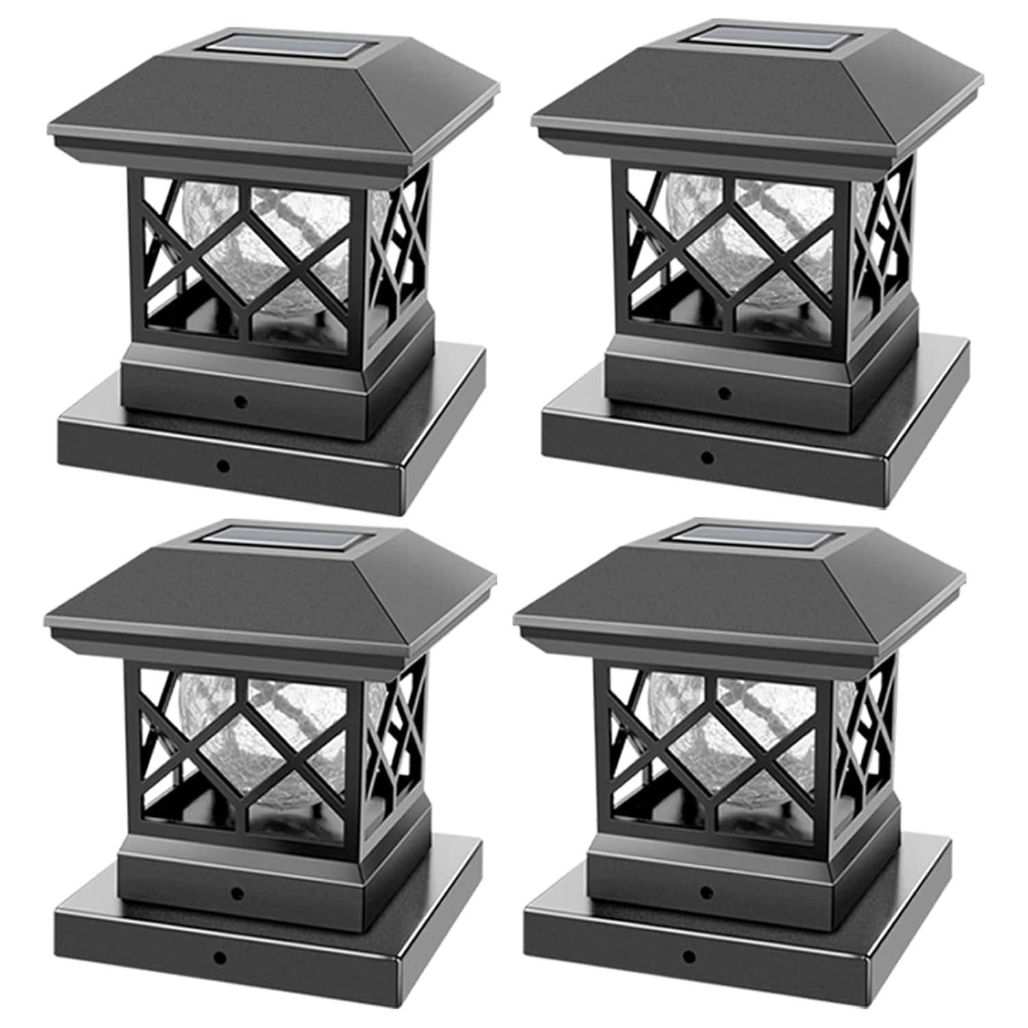 TWINSLUXES Solar Post Cap Lights Outdoor - Waterproof LED Fence Post Solar Lights for 3.5x3.5/4x4/5x5 Wood Posts in Patio, Deck or Garden Decoration 4 Pack
