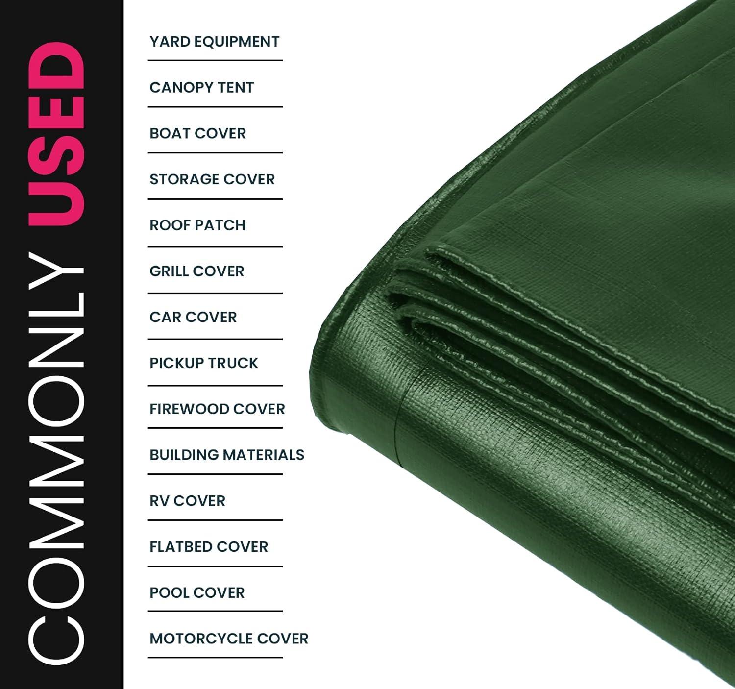 Green/Black 12' x 25' Heavy Duty Waterproof Polyethylene Tarp