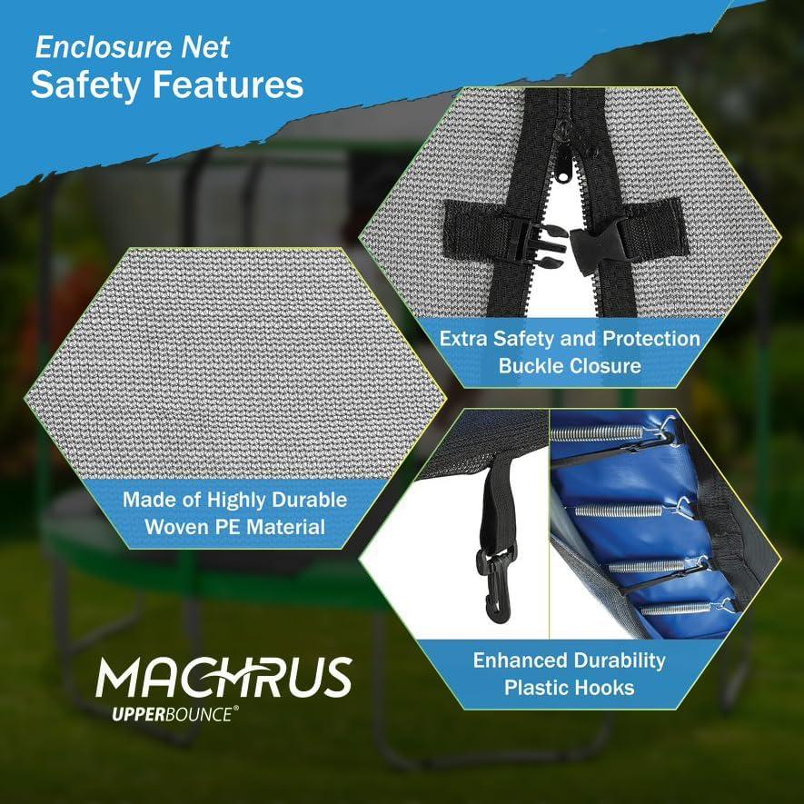 Upper Bounce Machrus 7.5' Trampoline Safety Enclosure with Net, Poles and Foam Sleeves - Trampoline not Included