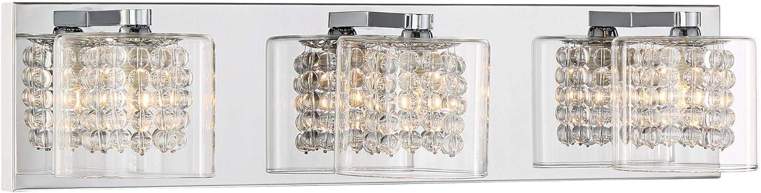 Possini Euro Design Coco Modern Wall Light Chrome Hardwire 20 1/2" 3-Light Fixture Clear Glass Crystal for Bedroom Bathroom Vanity Reading Living Room