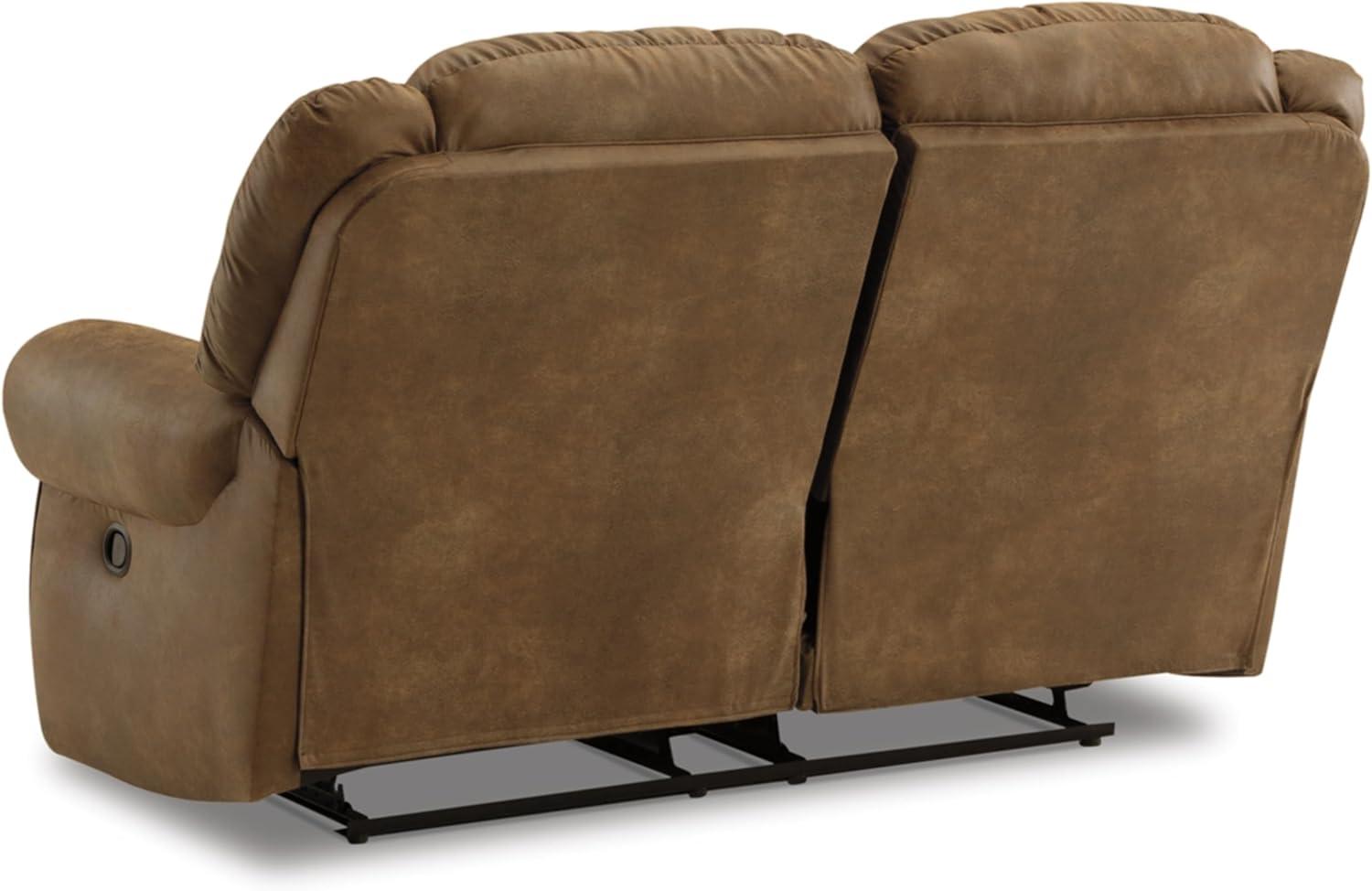 Brown Faux Leather Manual Reclining Loveseat with Rolled Arms