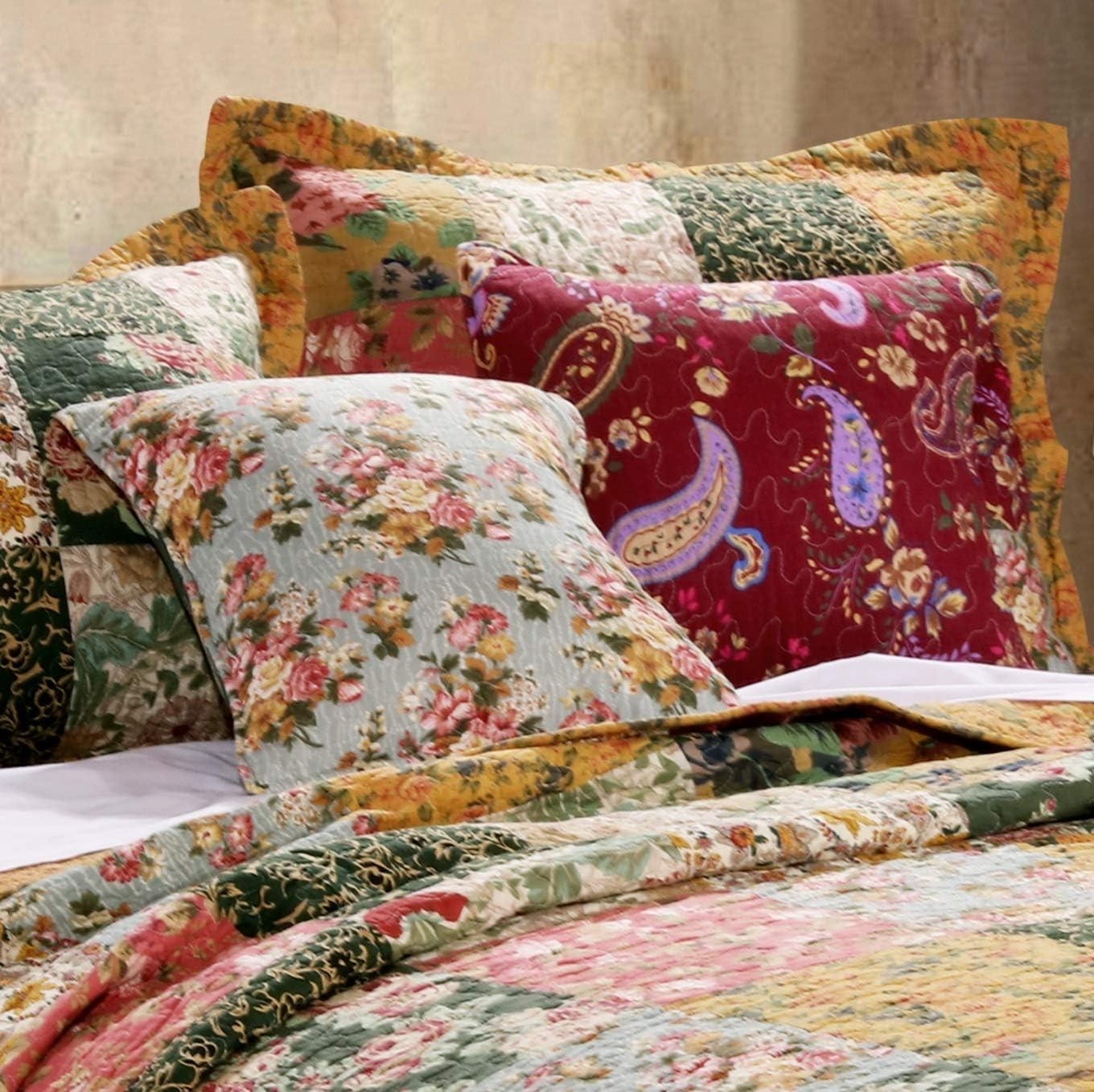 Antique Chic Floral Paisley Cotton Throw Pillow Set