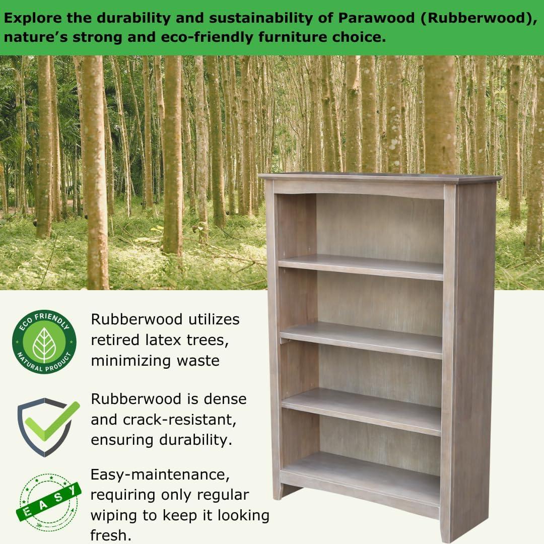 48" Shaker Bookshelf Washed Gray/Taupe - International Concepts: Solid Wood, 3-Shelf Storage