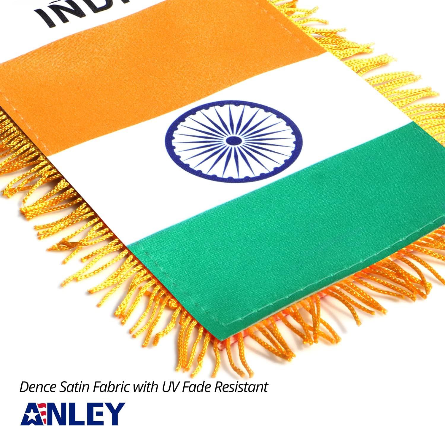 Anley 4 x 6 Inch India Fringy Window Hanging Flag - Indian Hanging Flag