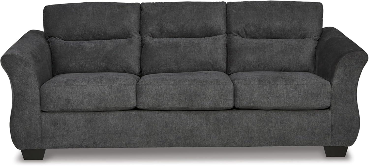 Gunmetal Tufted Fabric Sofa with Flared Arms