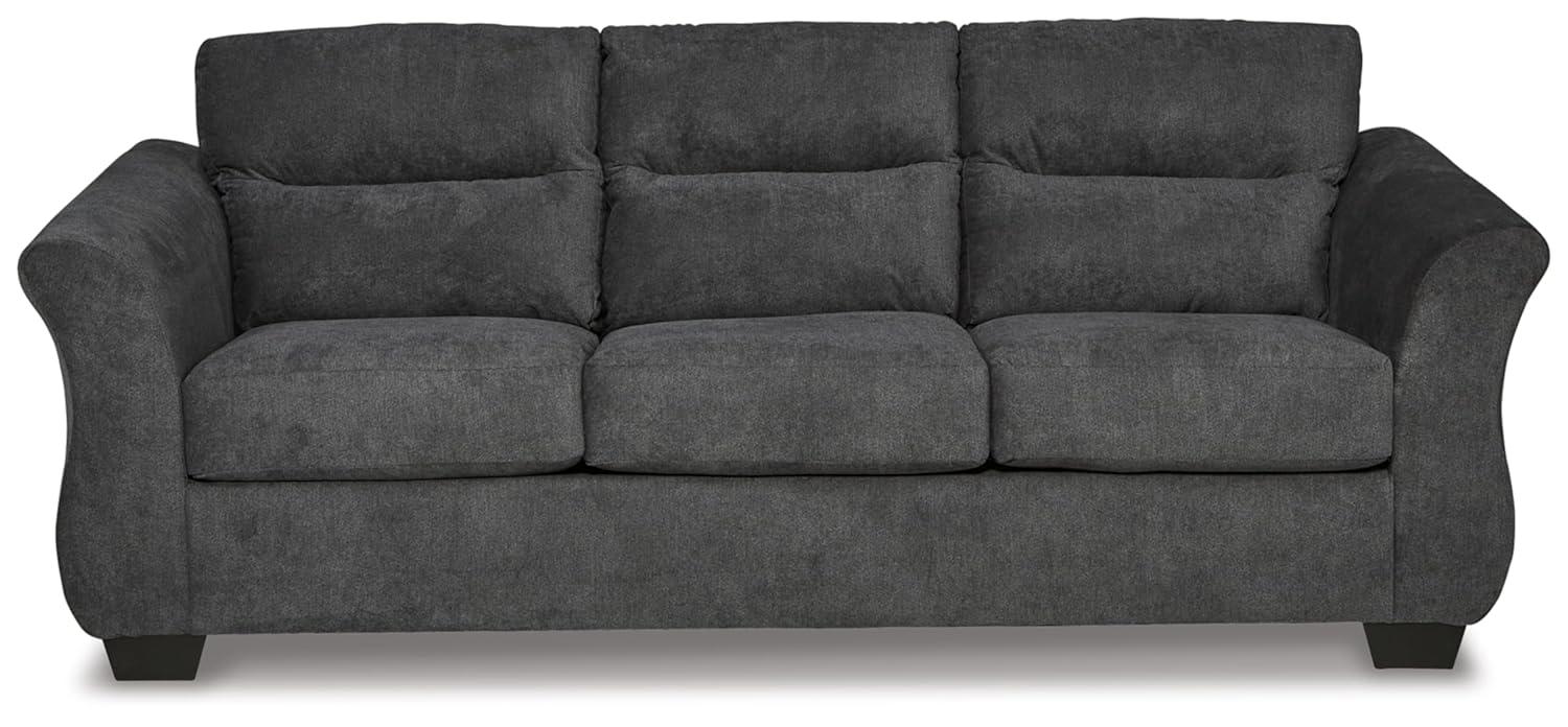Gunmetal Tufted Fabric Sofa with Flared Arms