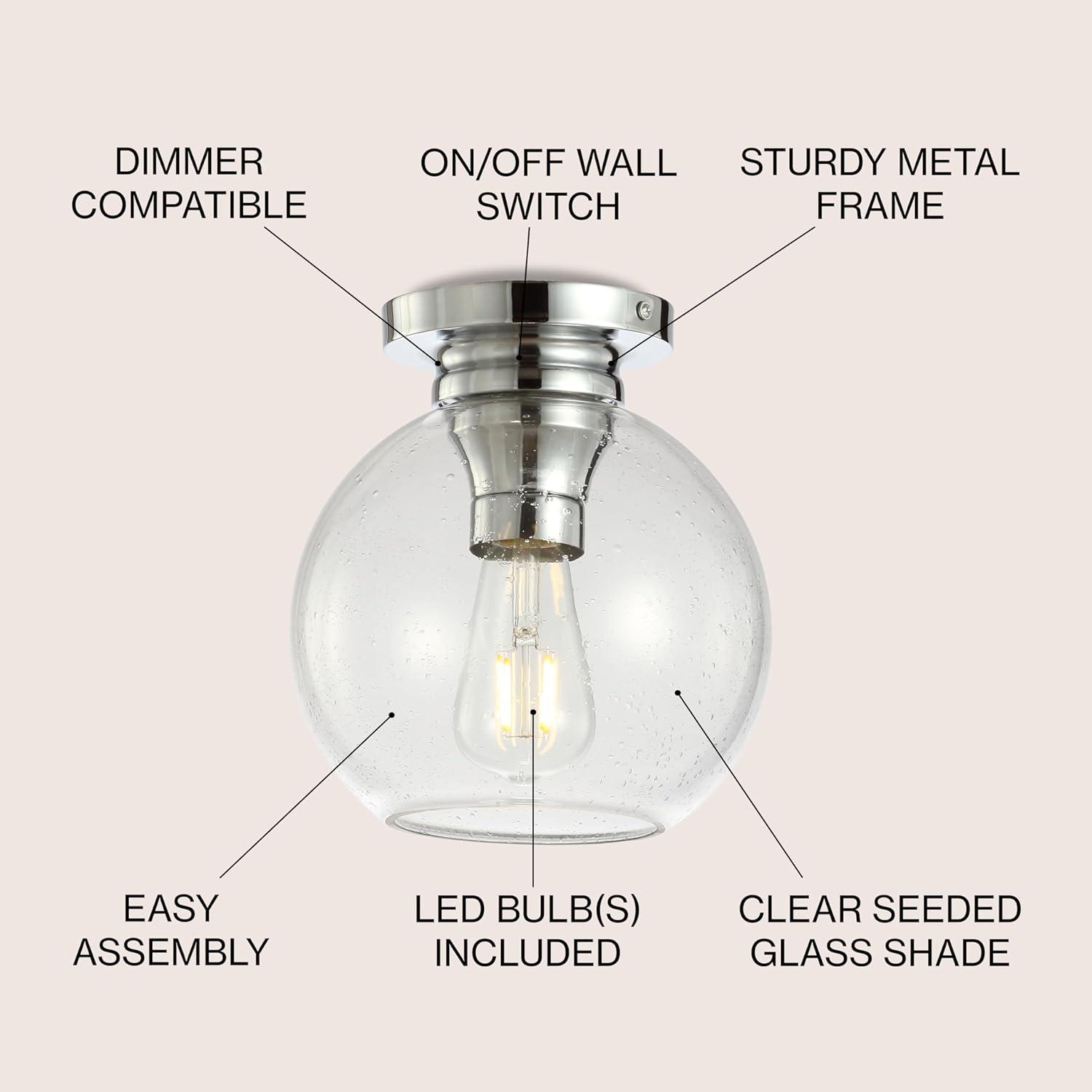 Chrome and Glass LED Flush Mount Ceiling Light