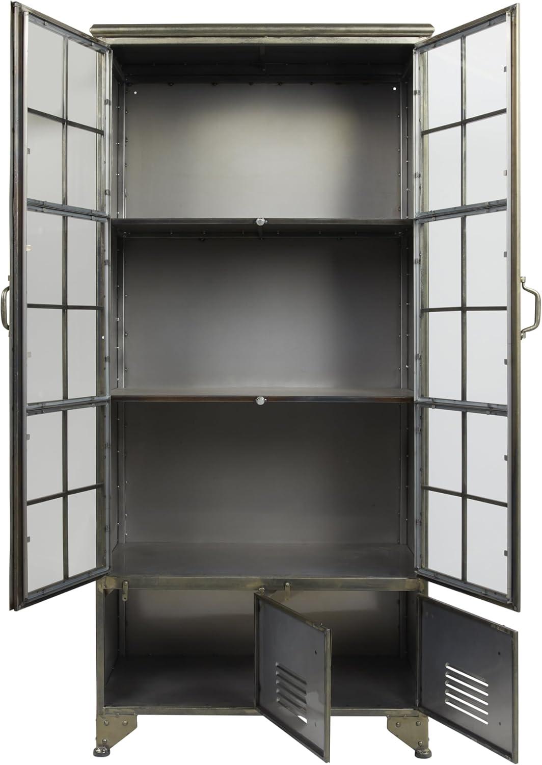 Storied Home Metal 57.5" Tall Decorative Storage Cabinet Gunmetal: Fixed Shelves, Adult Assembly Required