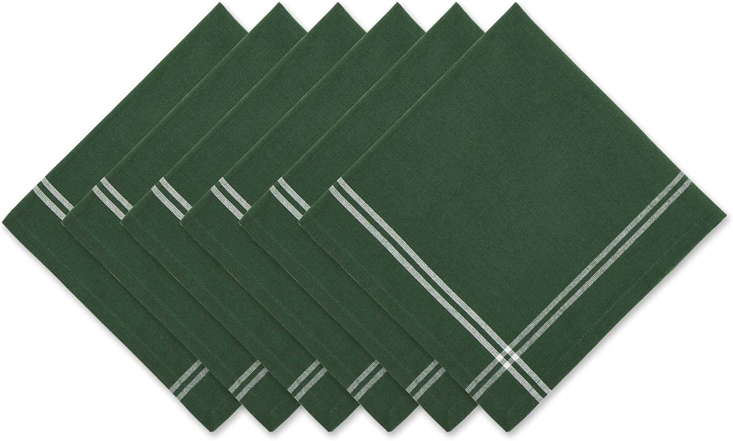 Balsam Green Cotton Stripe Napkin Set, 20x20 Inches, 6 Piece