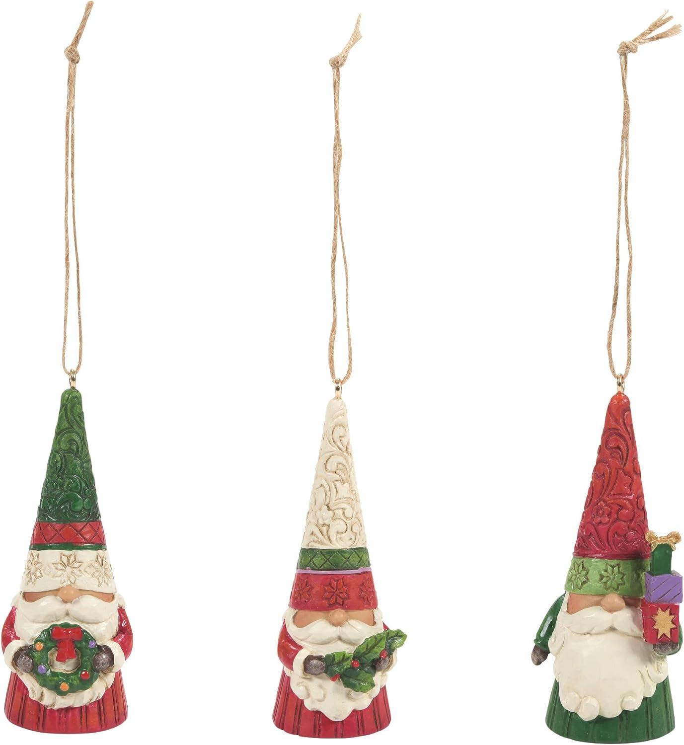 Handcrafted Resin Christmas Gnome Ornament Set, 3 Pieces