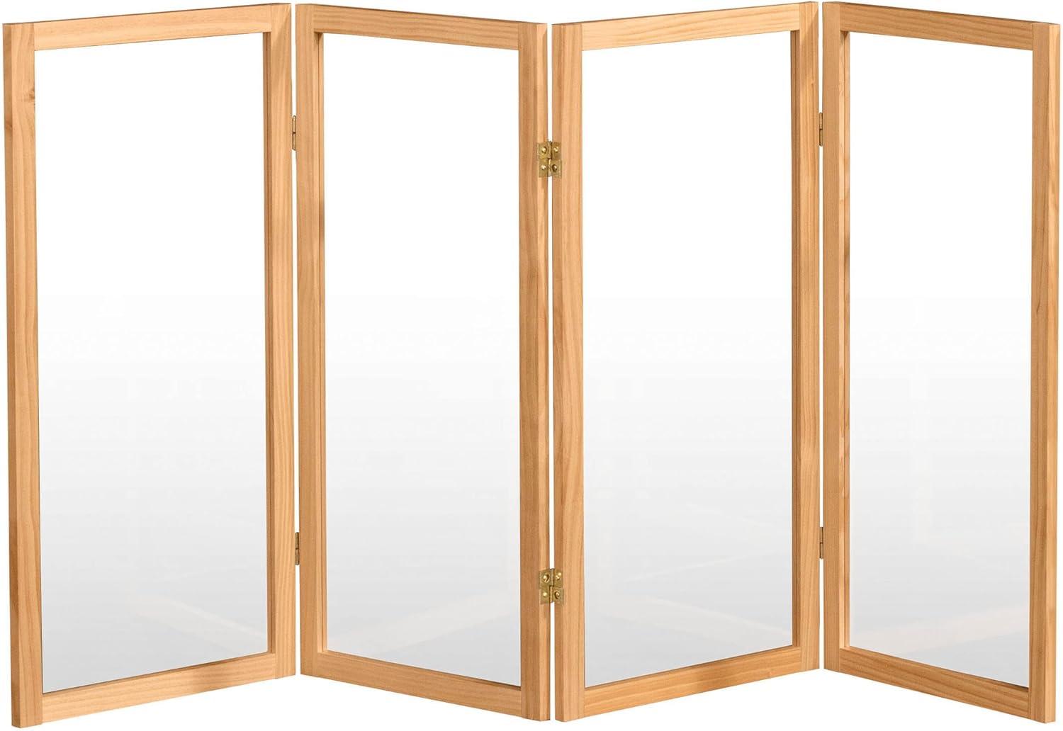 Oriental Furniture 3 ft. Tall Clear Screen Natural - 4 Panel