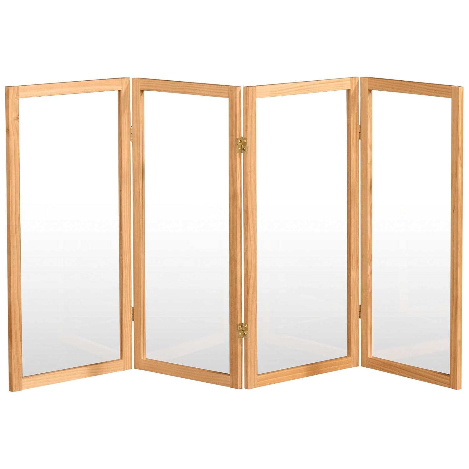 Oriental Furniture 3 ft. Tall Clear Screen Natural - 4 Panel