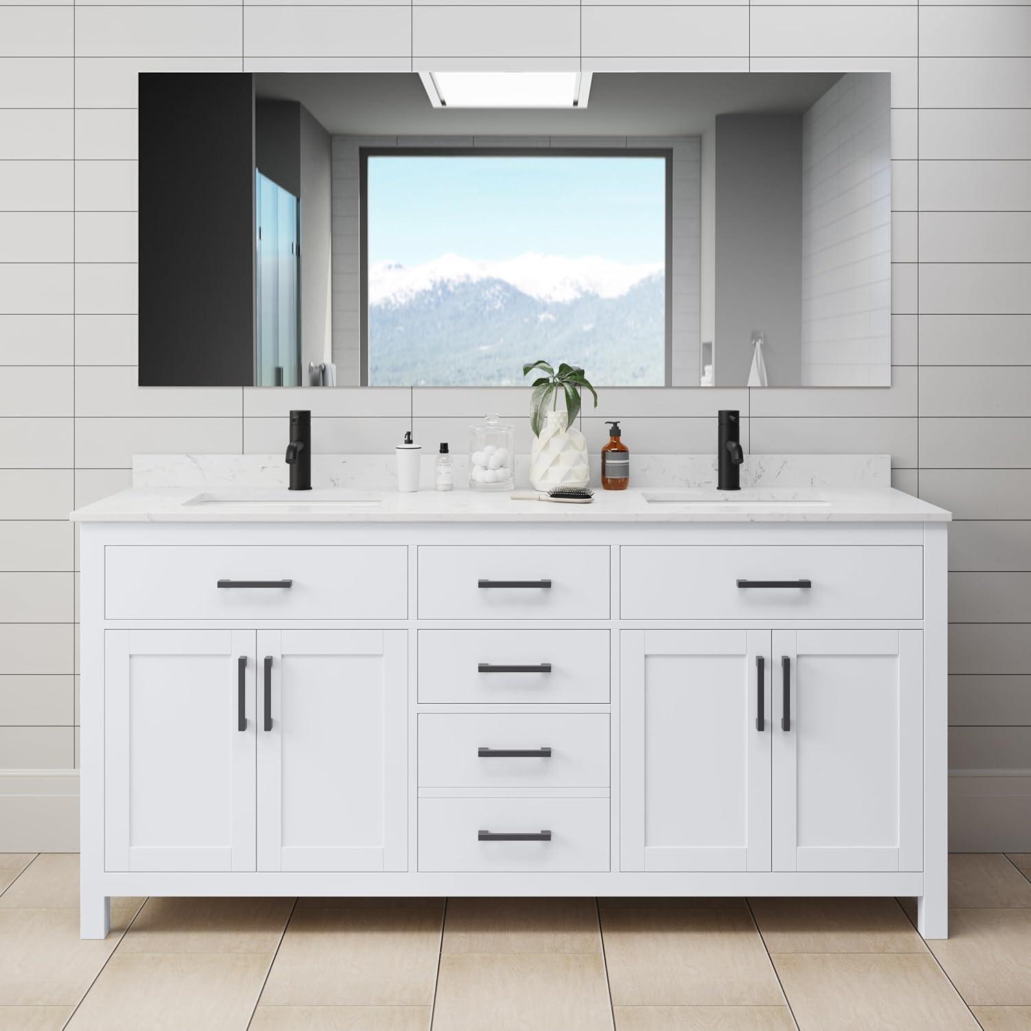Beckett 72" Freestanding Double Bathroom Vanity with Cultured Marble Top