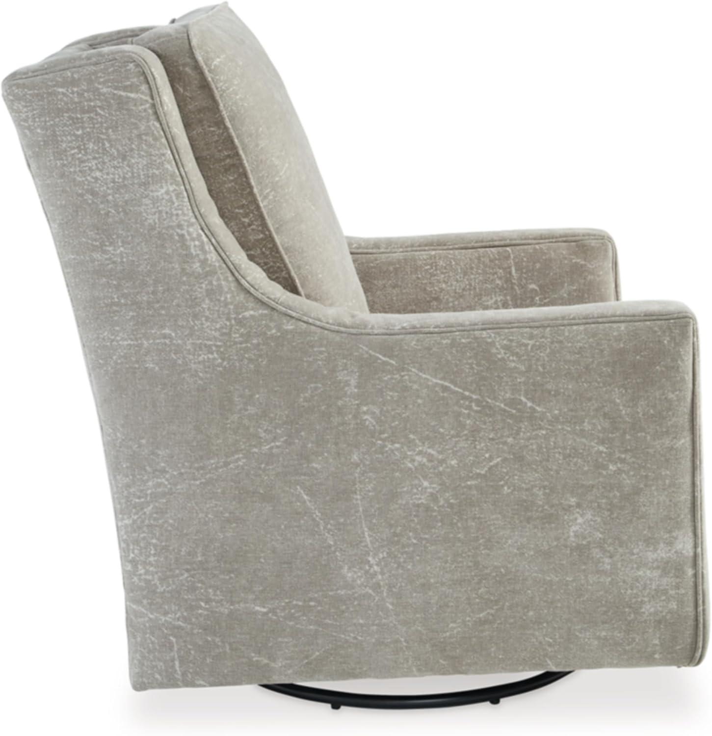 Gray Polyester Swivel Glider Accent Chair