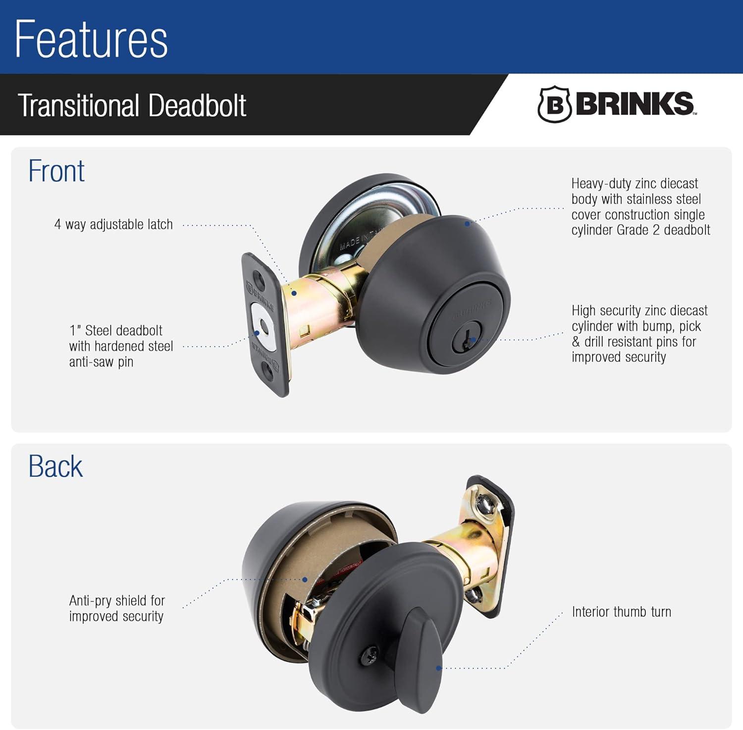 Brinks Raleigh Series Transitional Round Single Cylinder Deadbolt