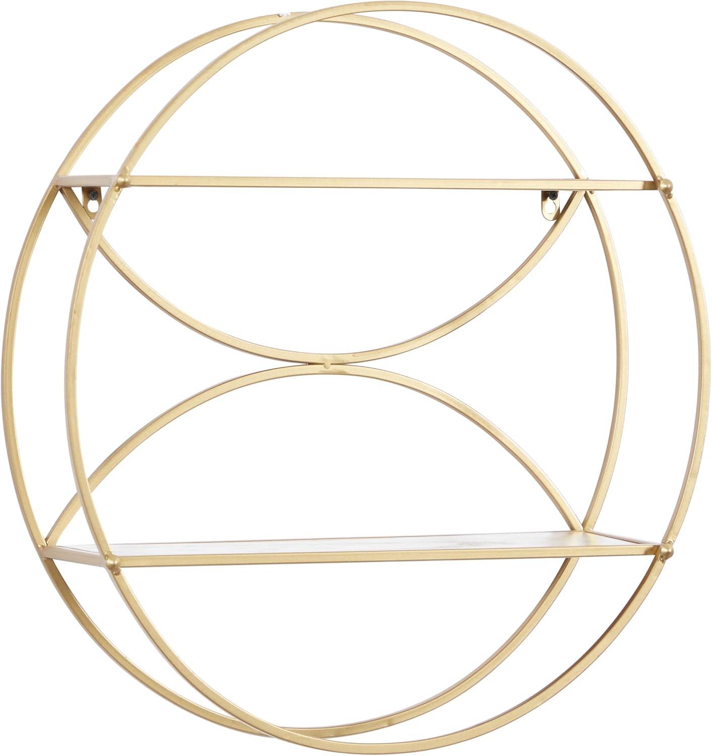 Cosmoliving By Cosmopolitan Gold Metal Contemporary Wall Shelf, 22 X 22 X 7