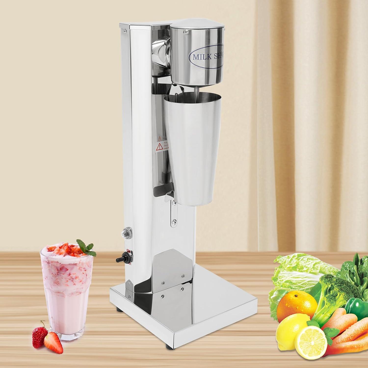 Electric Milkshake Maker Machine, Commercial Stainless Steel Milk Shake Machine with 2 Cups 650ml/Cup 110V 180W Drink Mixer Adjustable Speed Malt Maker Machine (1 Head)