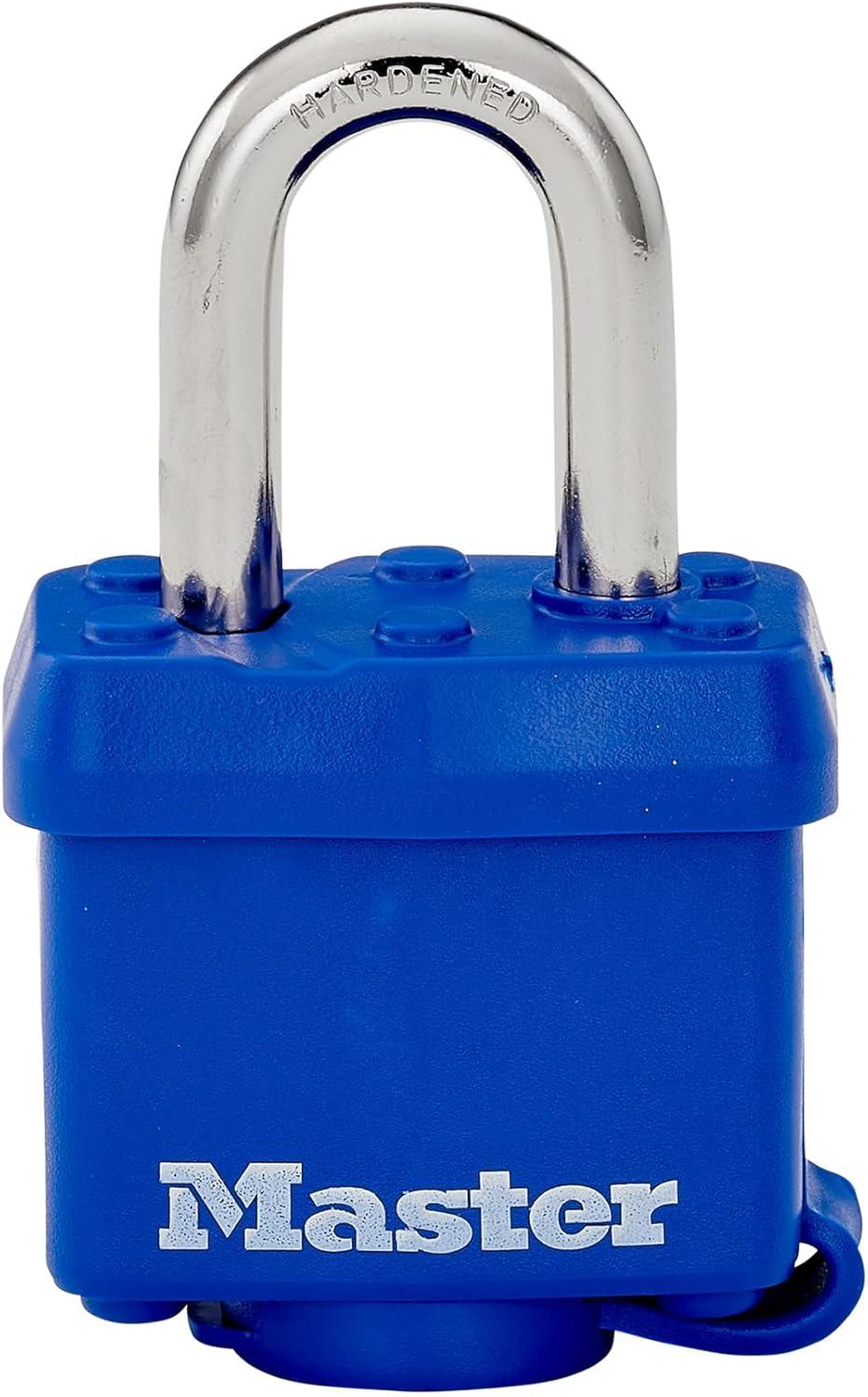 Blue Vinyl Covered Steel Weatherproof Padlock with Key