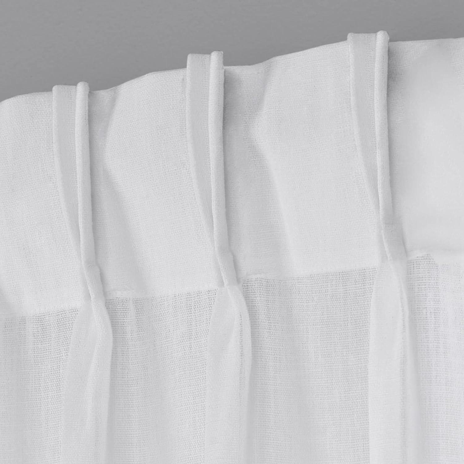 Set of 2 (84"x50") Belgian Pinch Pleats Sheer Window Curtain Panel White - Exclusive Home: Modern Back Tab Design