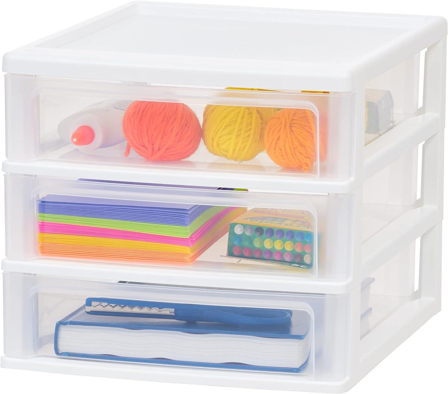 White Clear View Plastic 3-Drawer Desktop Organizer