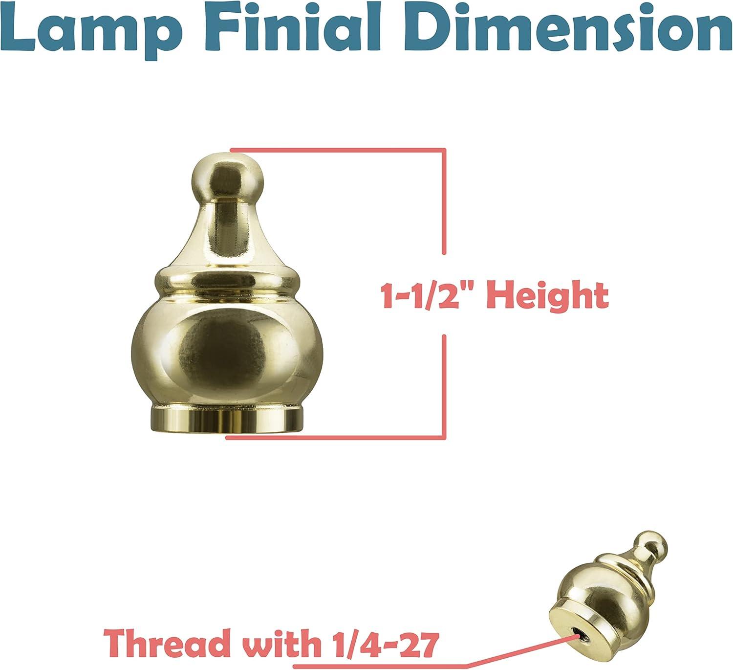 Brass Plated Steel Lamp Finial Set, 1.5 Inch