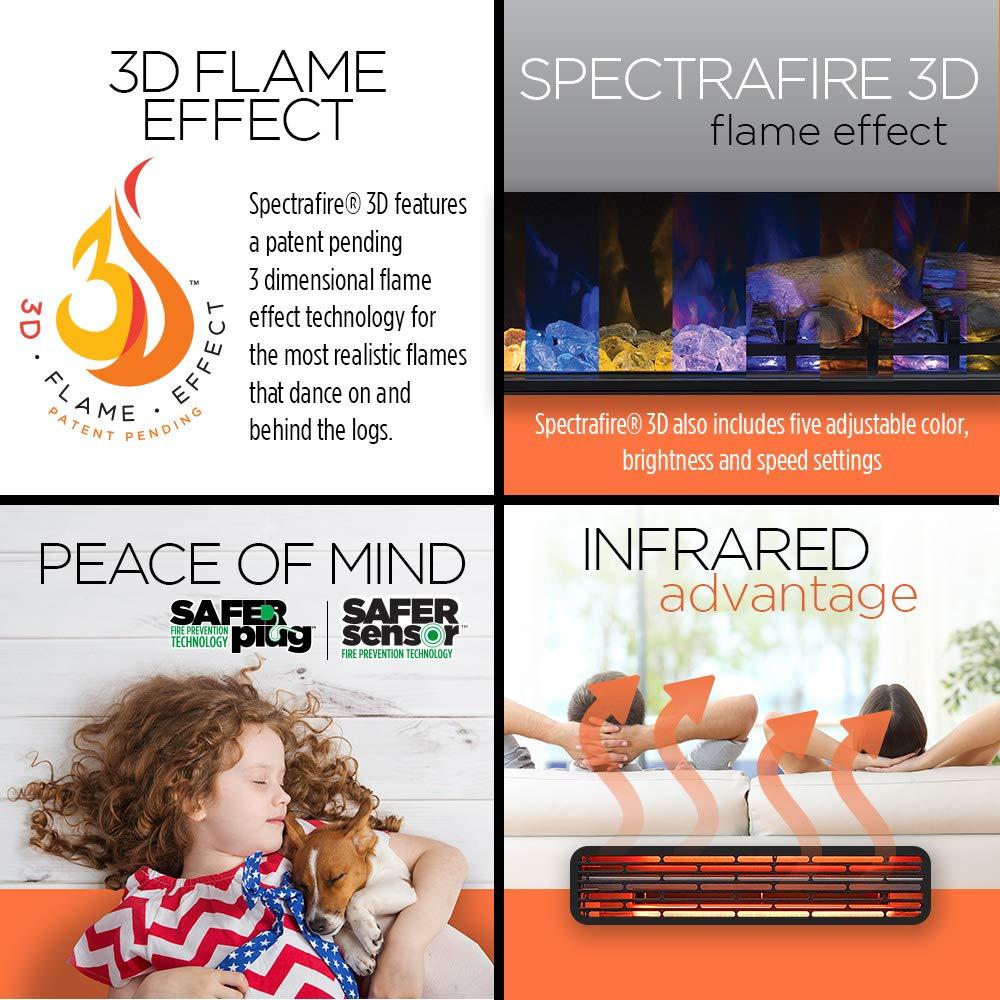 Classic Flame 33" 3D Spectrafire Plus Infrared Electric Fireplace Insert - Black, 33II042FGL