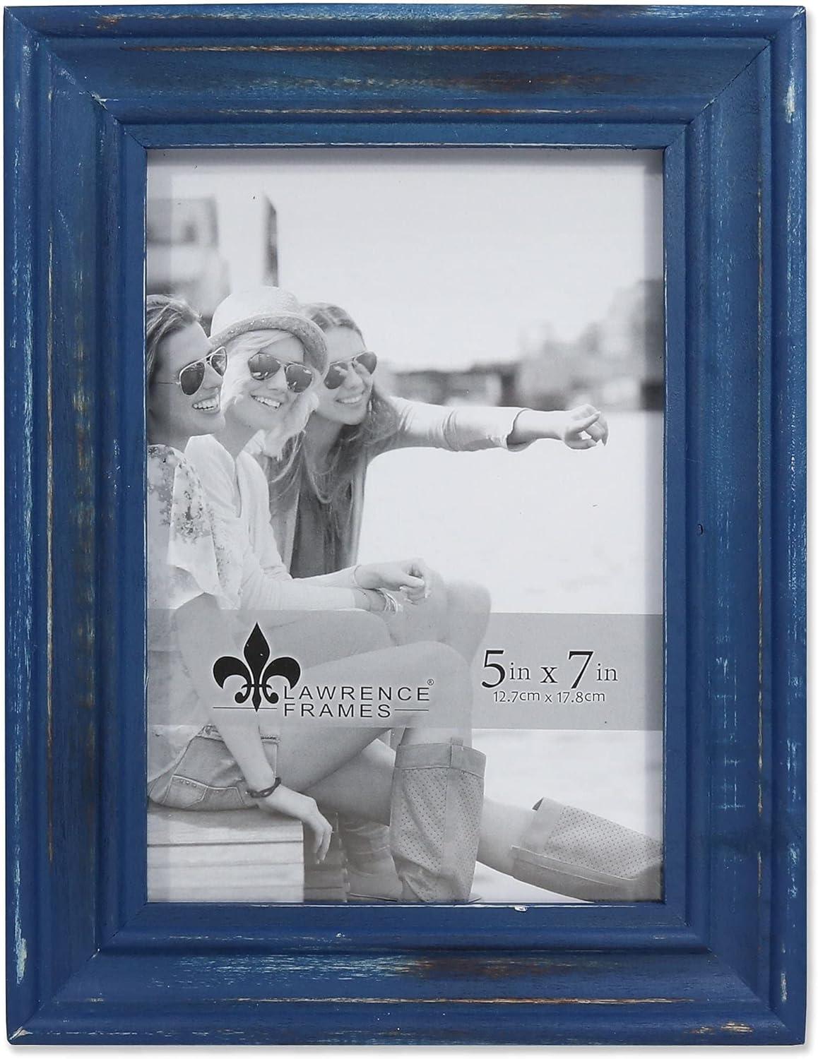 Classic 5x7 Navy Blue Hand-Finished Wood Picture Frame