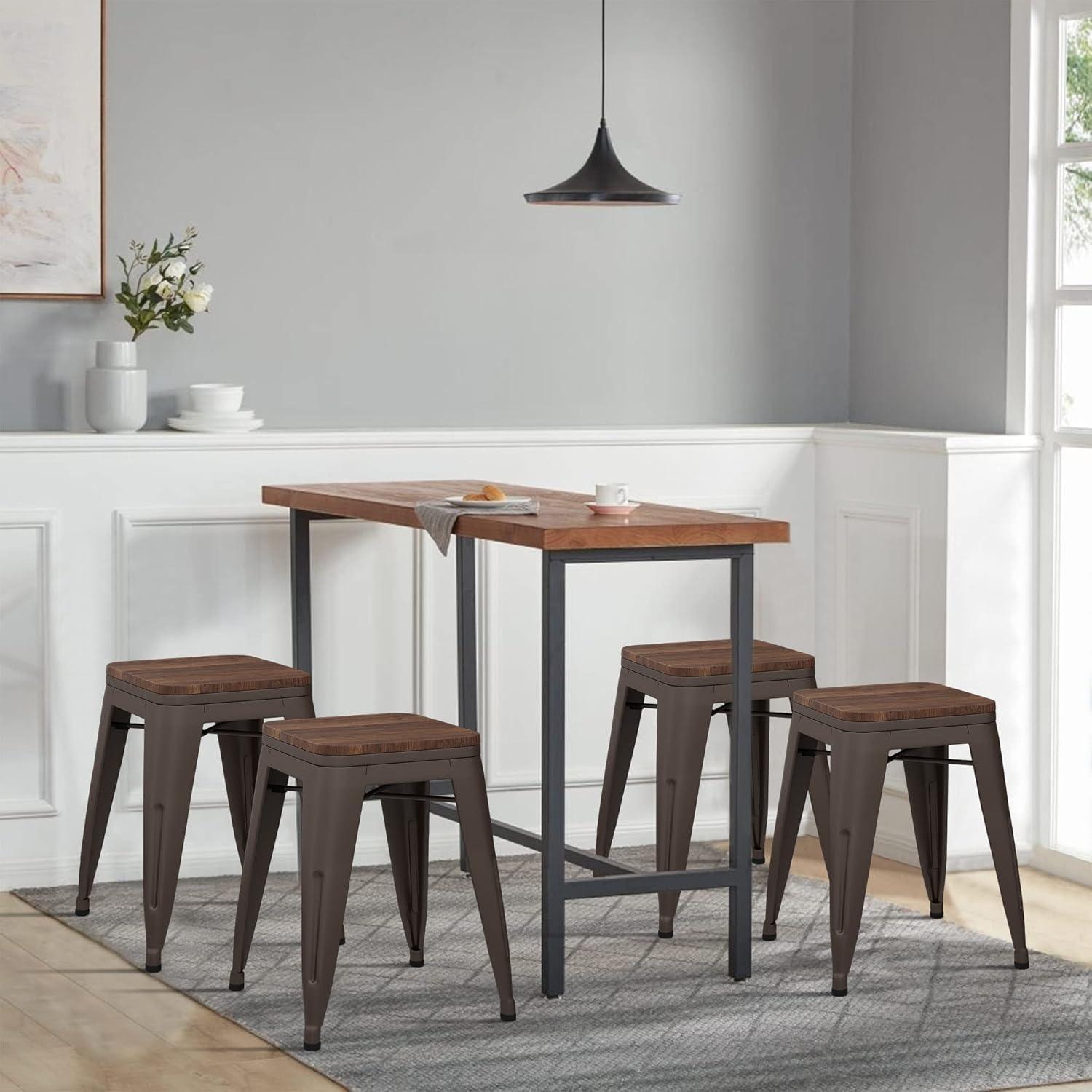 Williston Forge Apolito Counter Stool with Metal Frame (Set of 4)