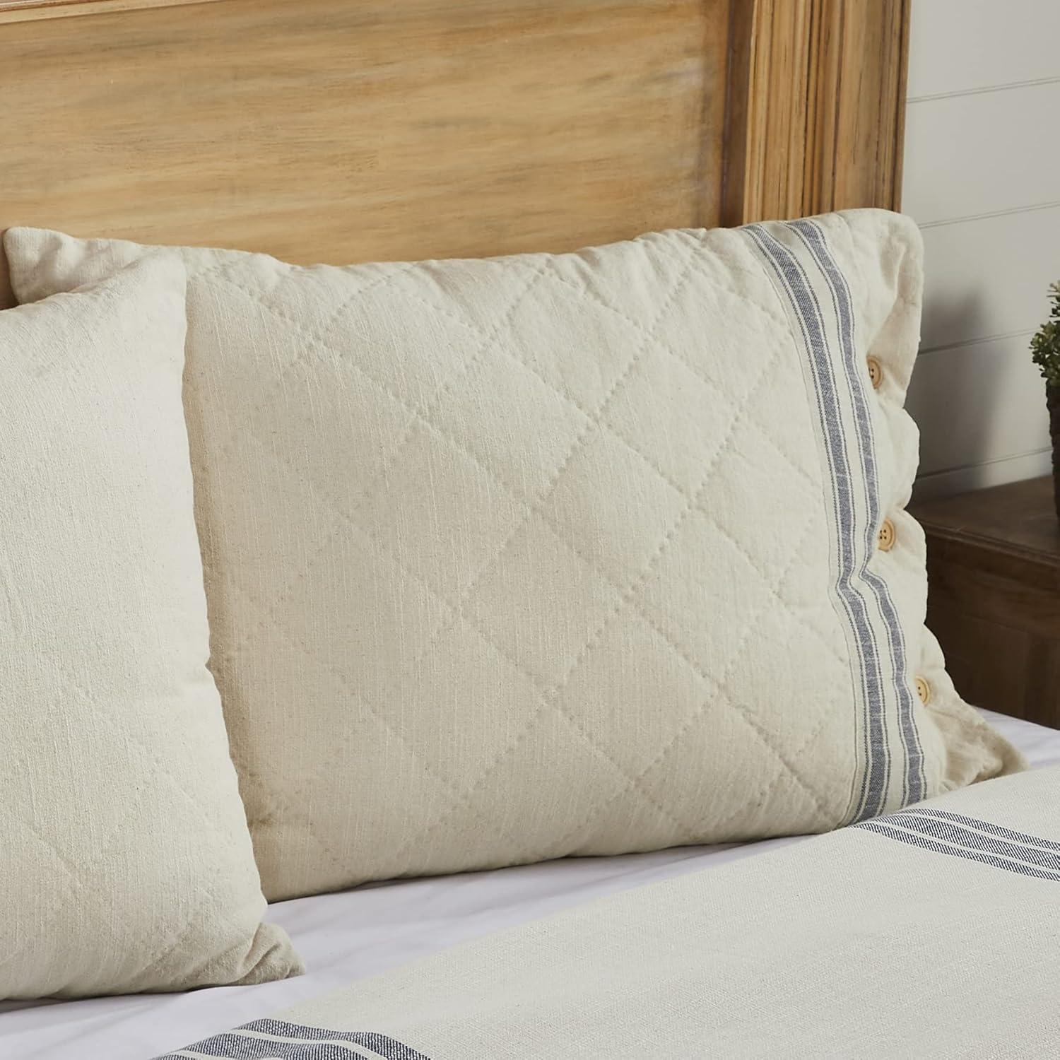 Piper Classics Market Place Blue Ticking Stripe Standard Size Pillow Sham