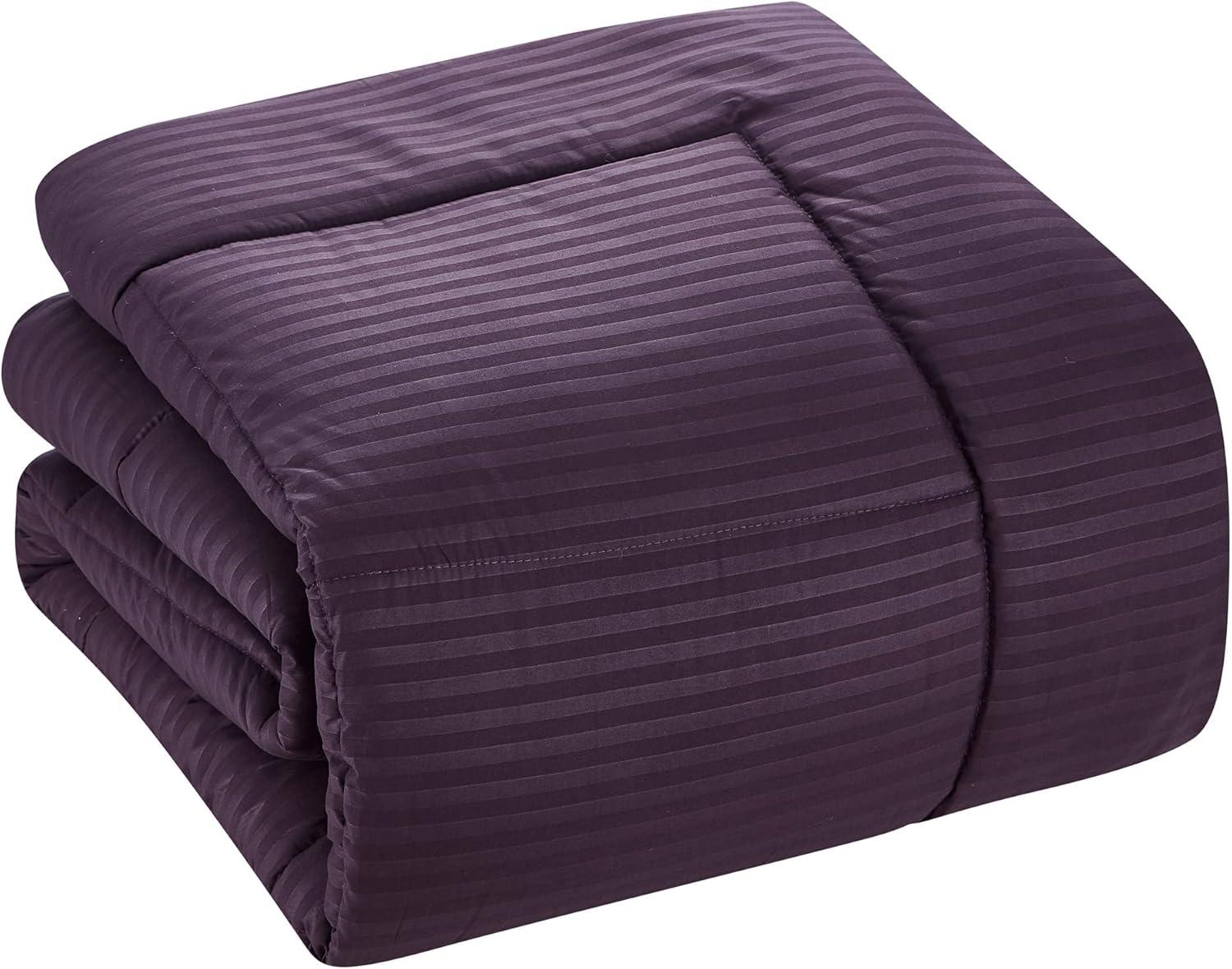 Sweet Home Collection Purple 8 Piece Bed in a Bag Comforter Set with Sheets, Queen