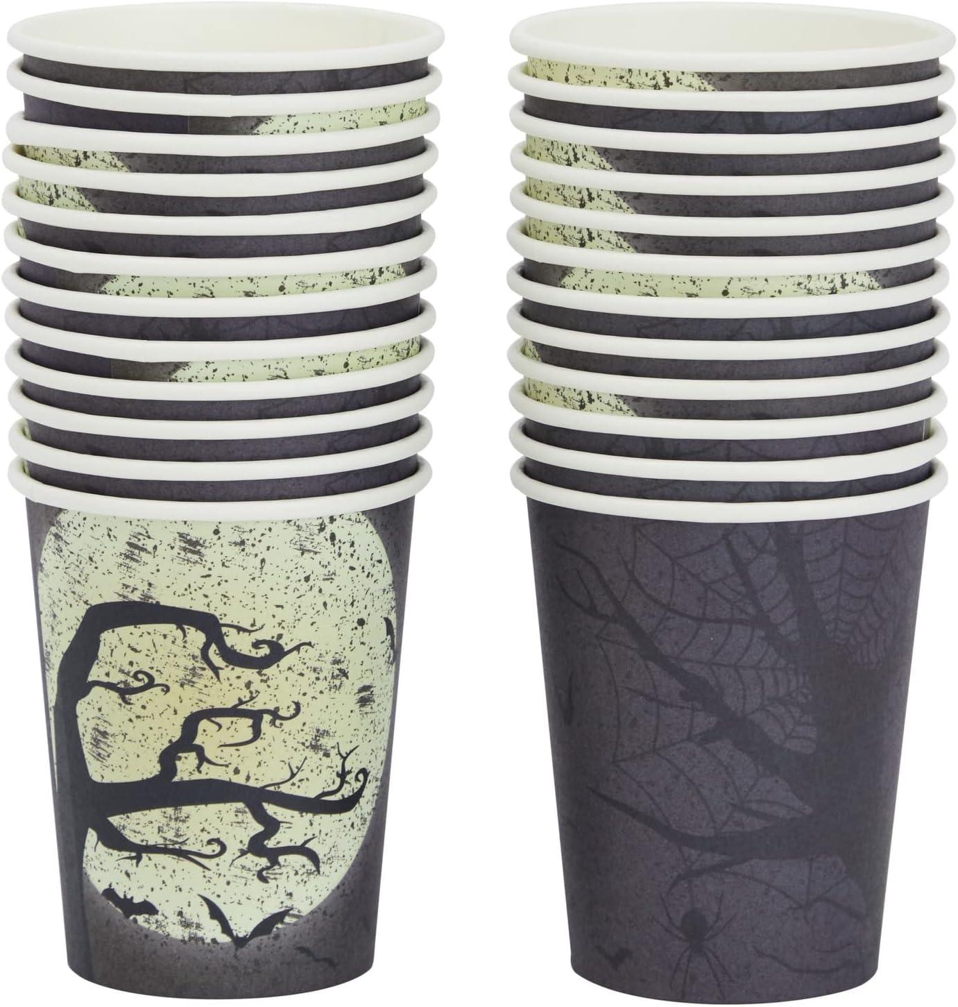 Blue Panda 144 Pieces Full Moon Halloween Party Supplies, Paper Plates, Napkins, Cups, Cutlery for Spooky Gatherings (Serves 24)