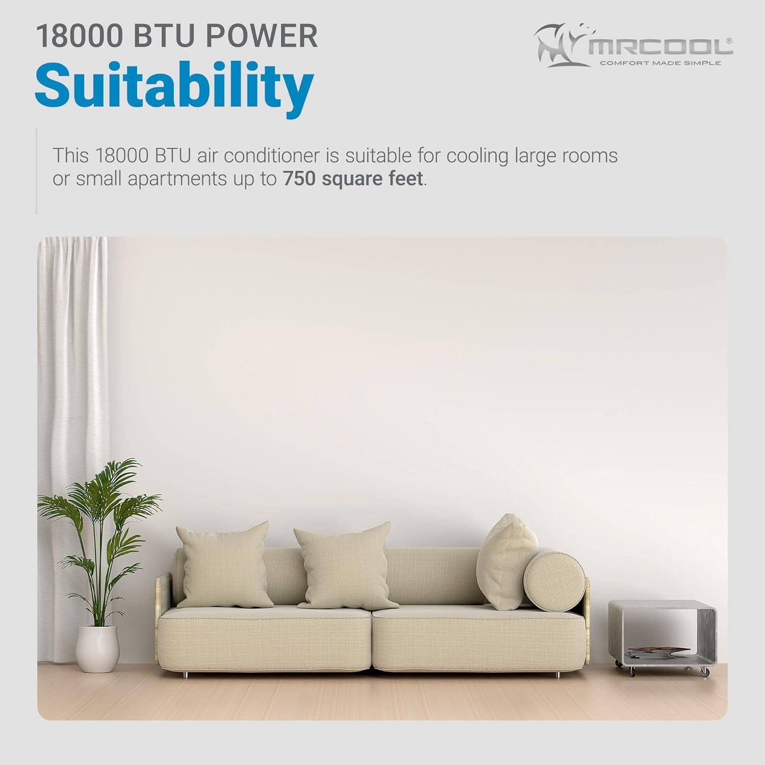 18k BTU White Ductless Heat Pump Split System with Remote