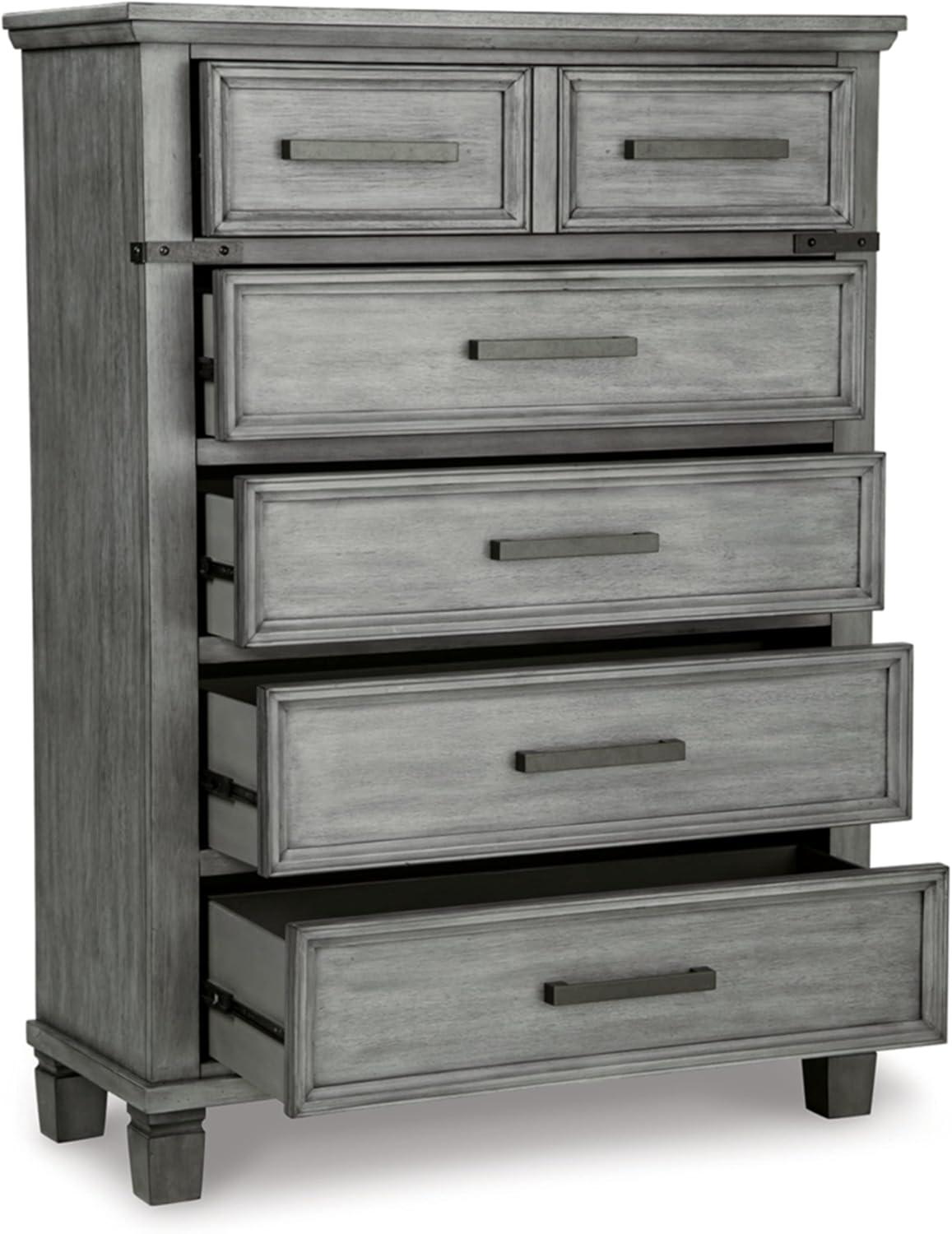 Gray Farmhouse 5-Drawer Chest with Dovetail Construction