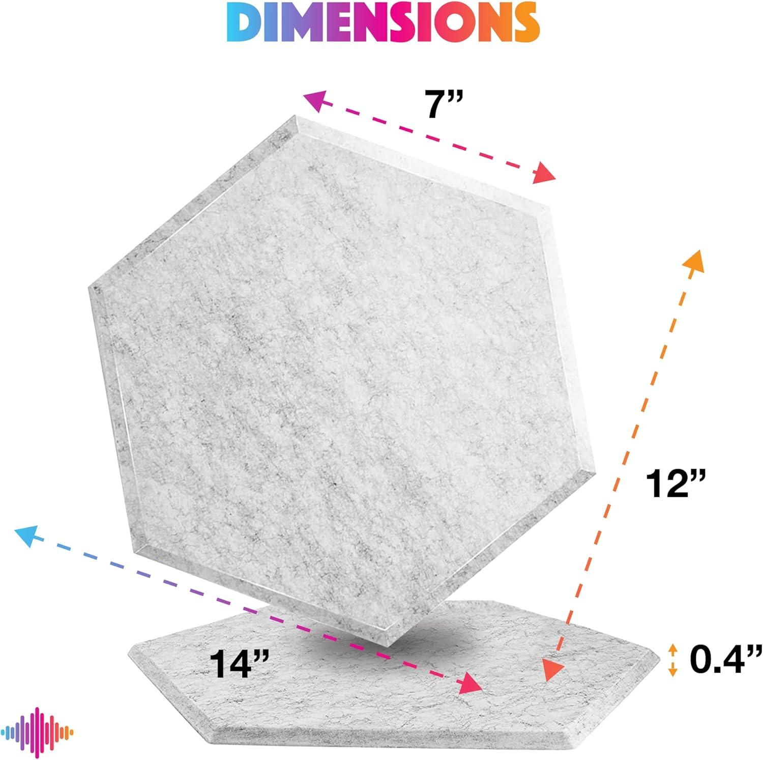 Sonic Acoustics 12pk 14"x12"x4" Hexagon Acoustic Panels - Silver Gray