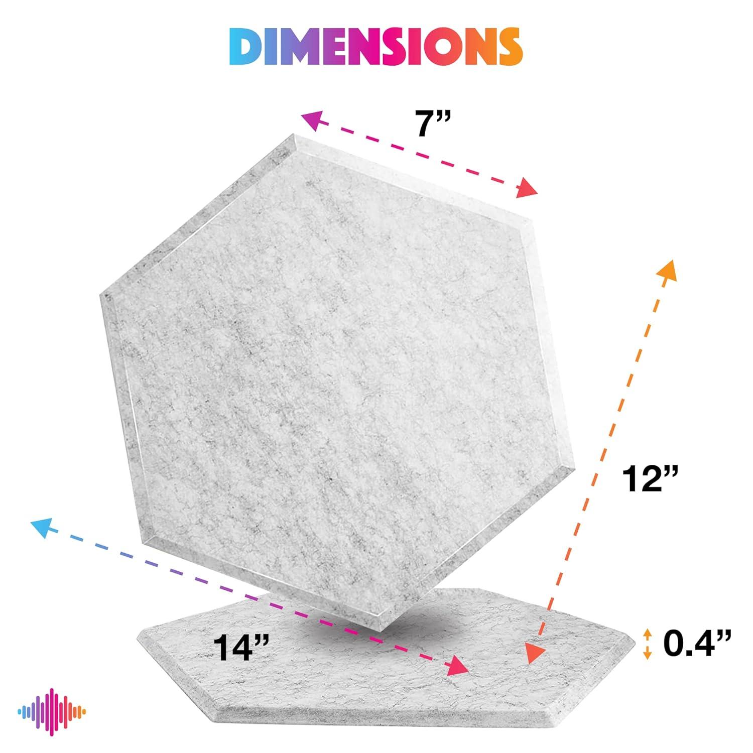 Sonic Acoustics 12pk 14"x12"x4" Hexagon Acoustic Panels - Silver Gray