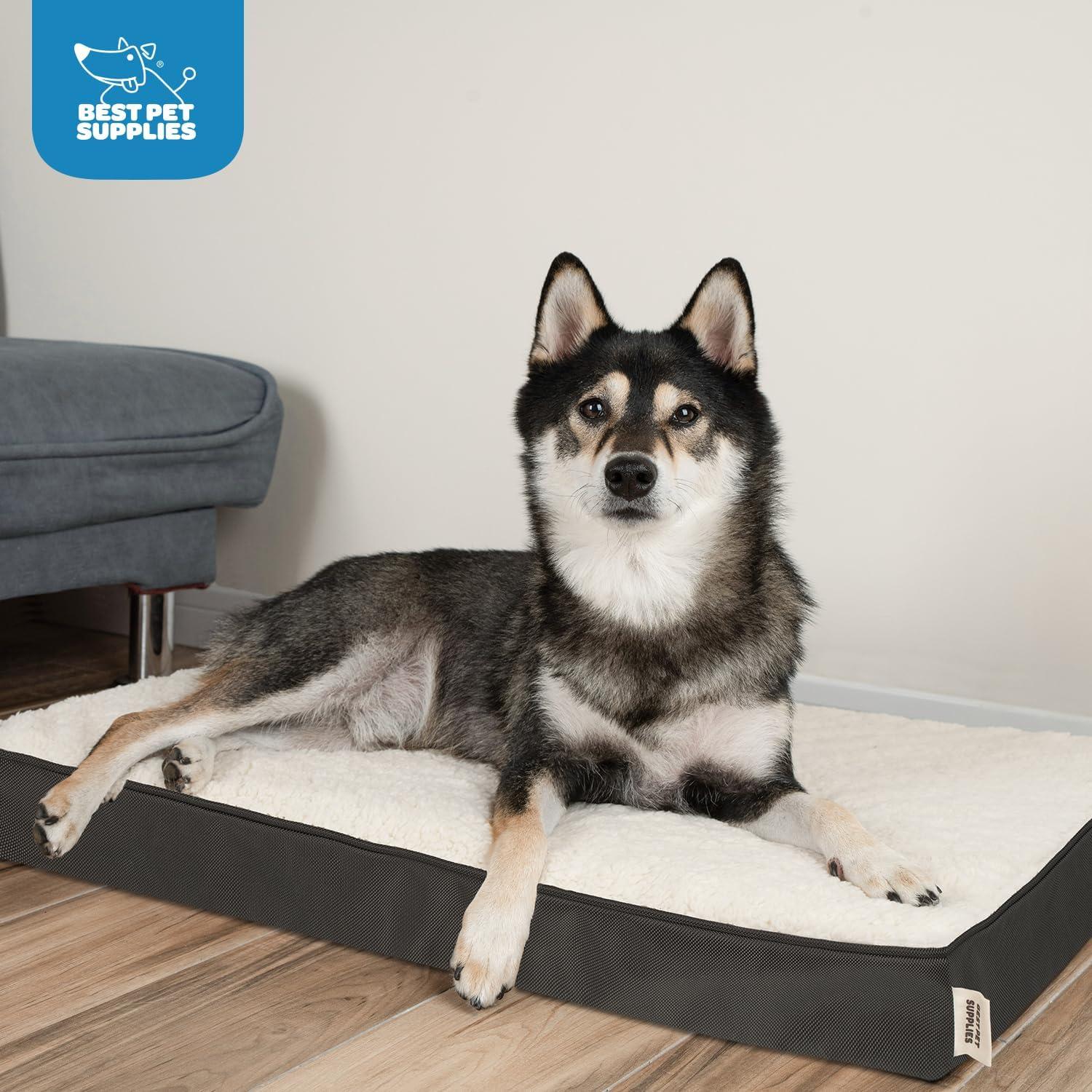 Best Pet Supplies Dog Crate Mat with Waterproof Exterior, Orthopedic Foam, and Sherpa Cover - Brown