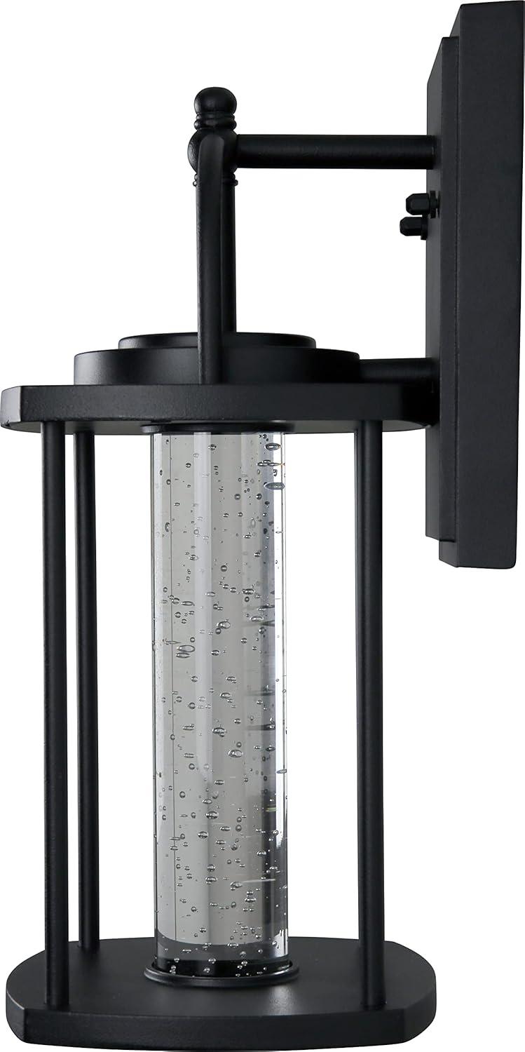 Black Aluminum LED Wall Sconce with Clear Glass Cylinder