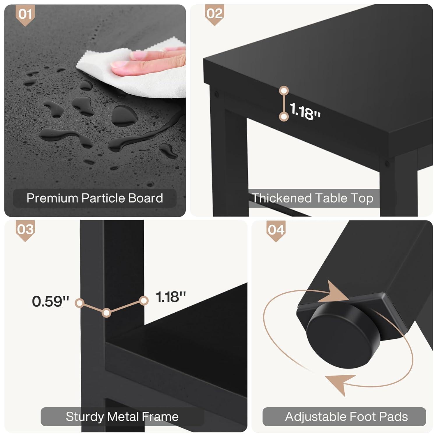 Tribesigns 55 Inches 3 Tiers TV Stand Console Long Sofa Table, Black