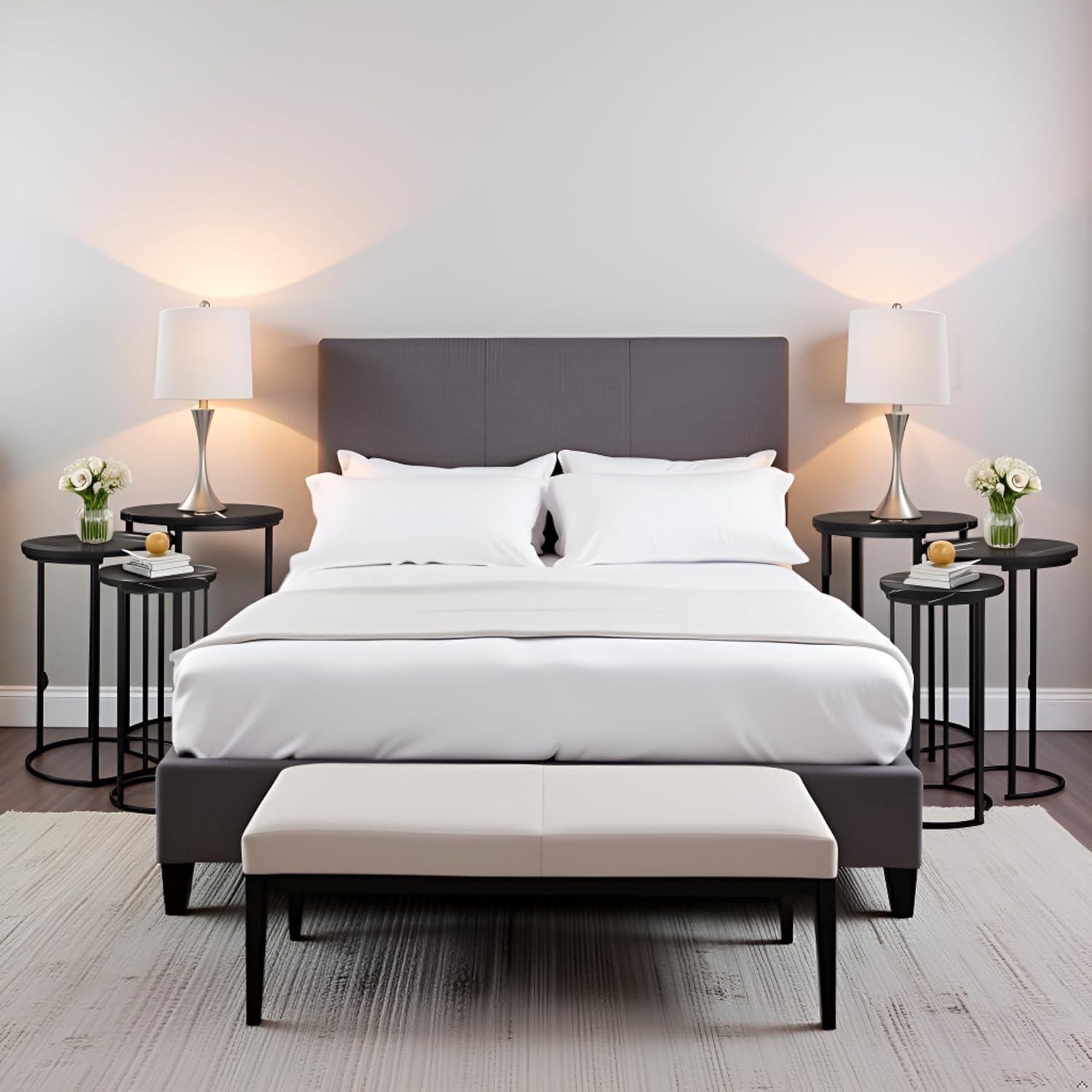 Black Faux Marble and Metal Round Nesting Tables Set of 3