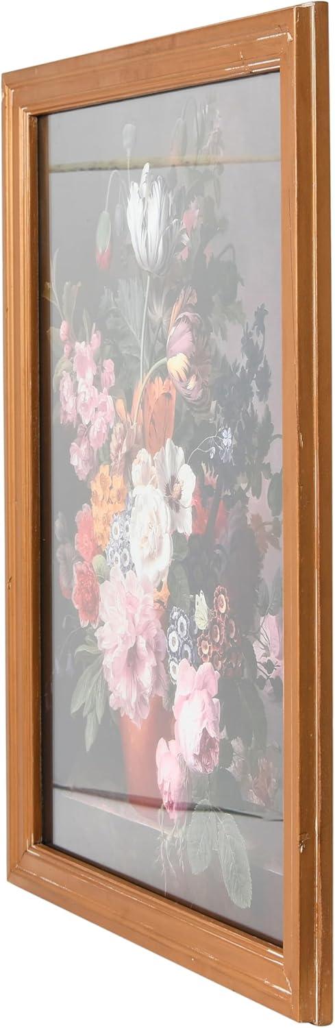 Creative Co-Op Vintage Reproduction Floral Still Life Print with Solid Wood Frame