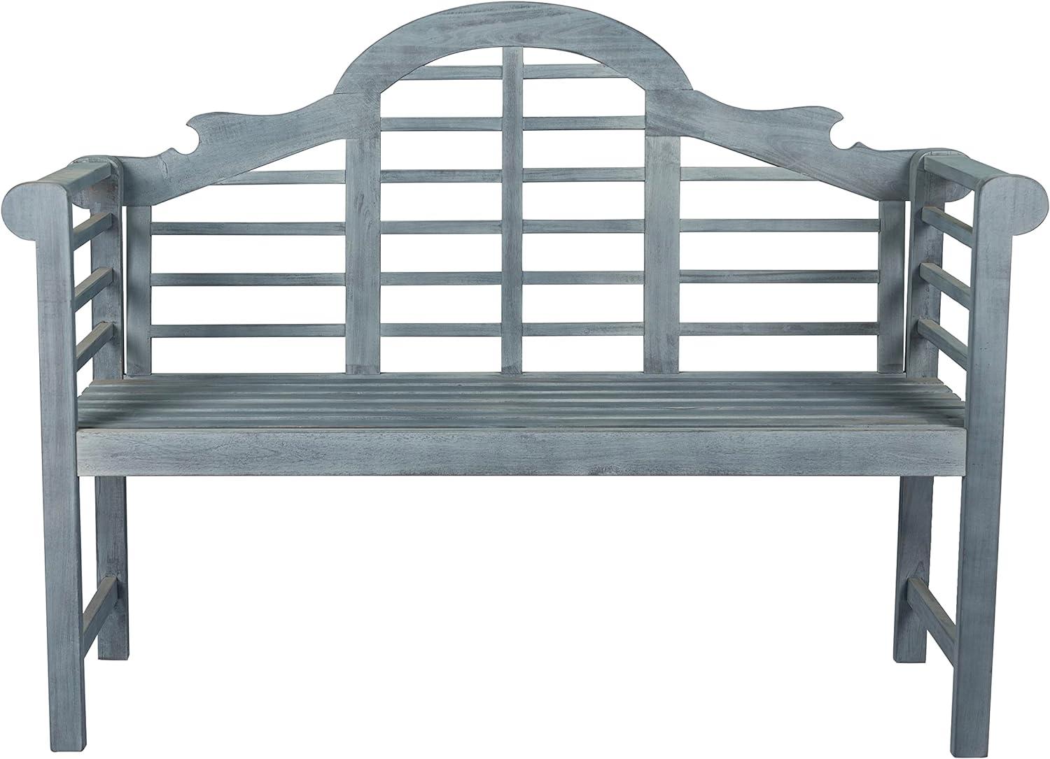 Elegant Arched Gray Acacia Wood 58" Outdoor Garden Bench