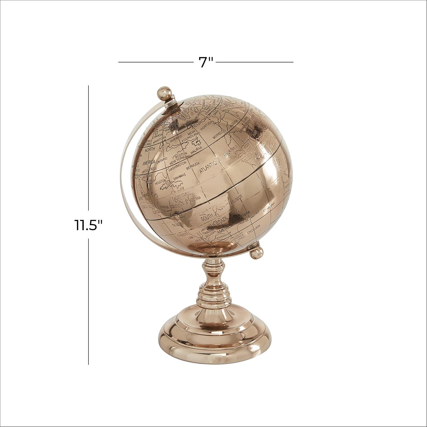 Novogratz Aluminum Metal Educational/Geographic Earth Rose Gold Globe