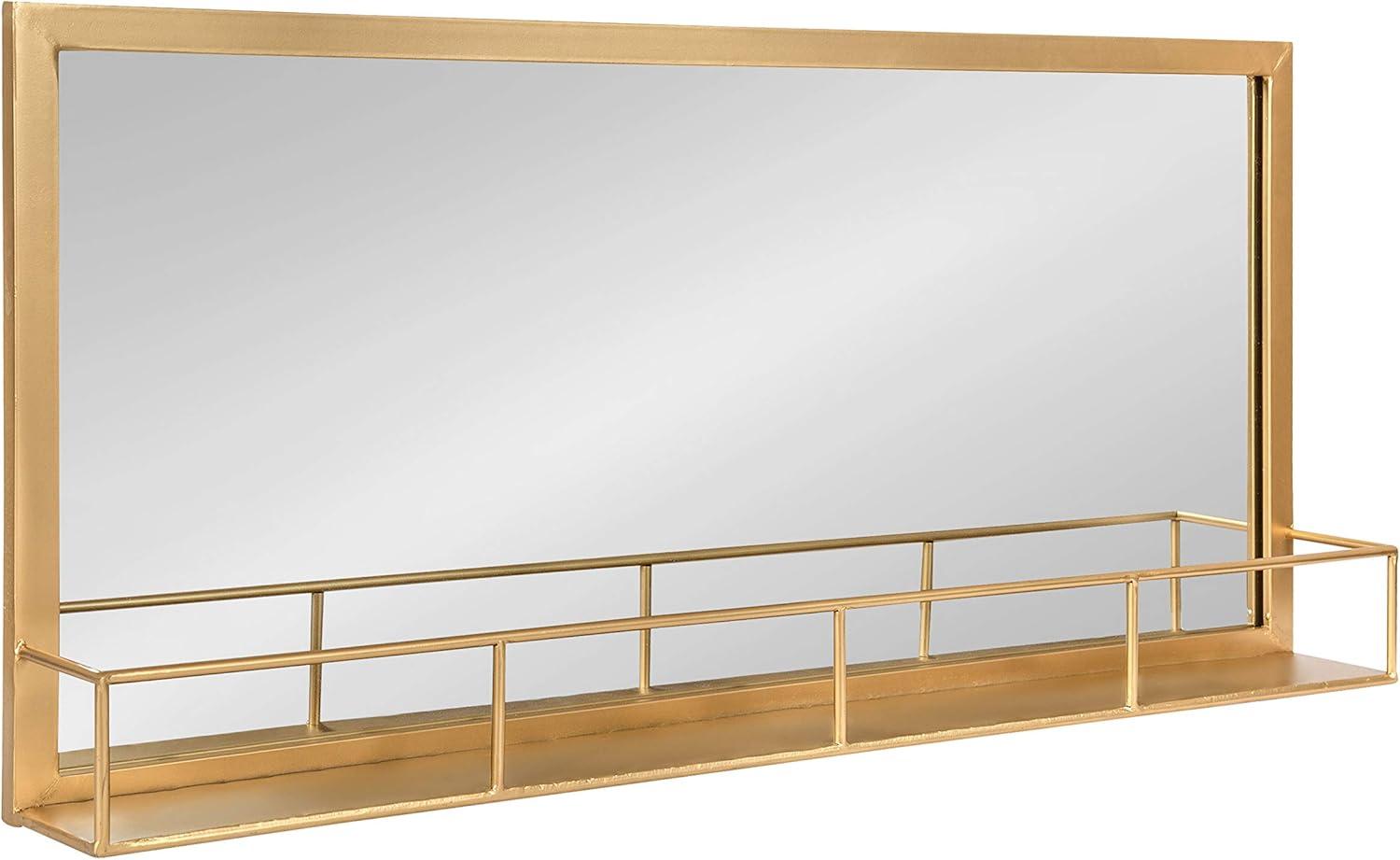 18" x 40" Jackson Metal Frame Mirror with Shelf Gold - Kate & Laurel All Things Decor: Chic Rectangle, No Assembly Required