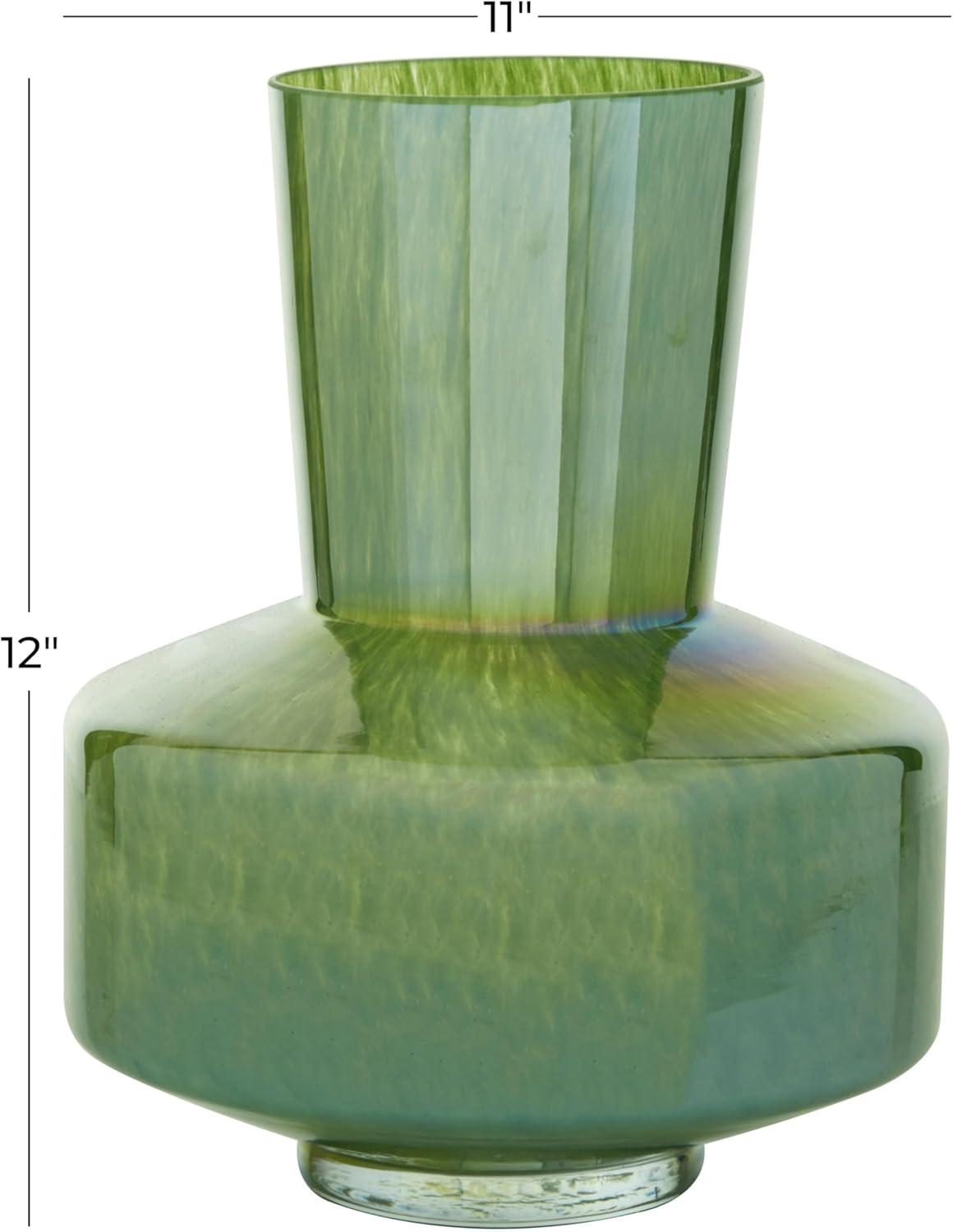 Modern Style Magician's Hat Jade Green Glass Vase, 12" X 11" X 11"